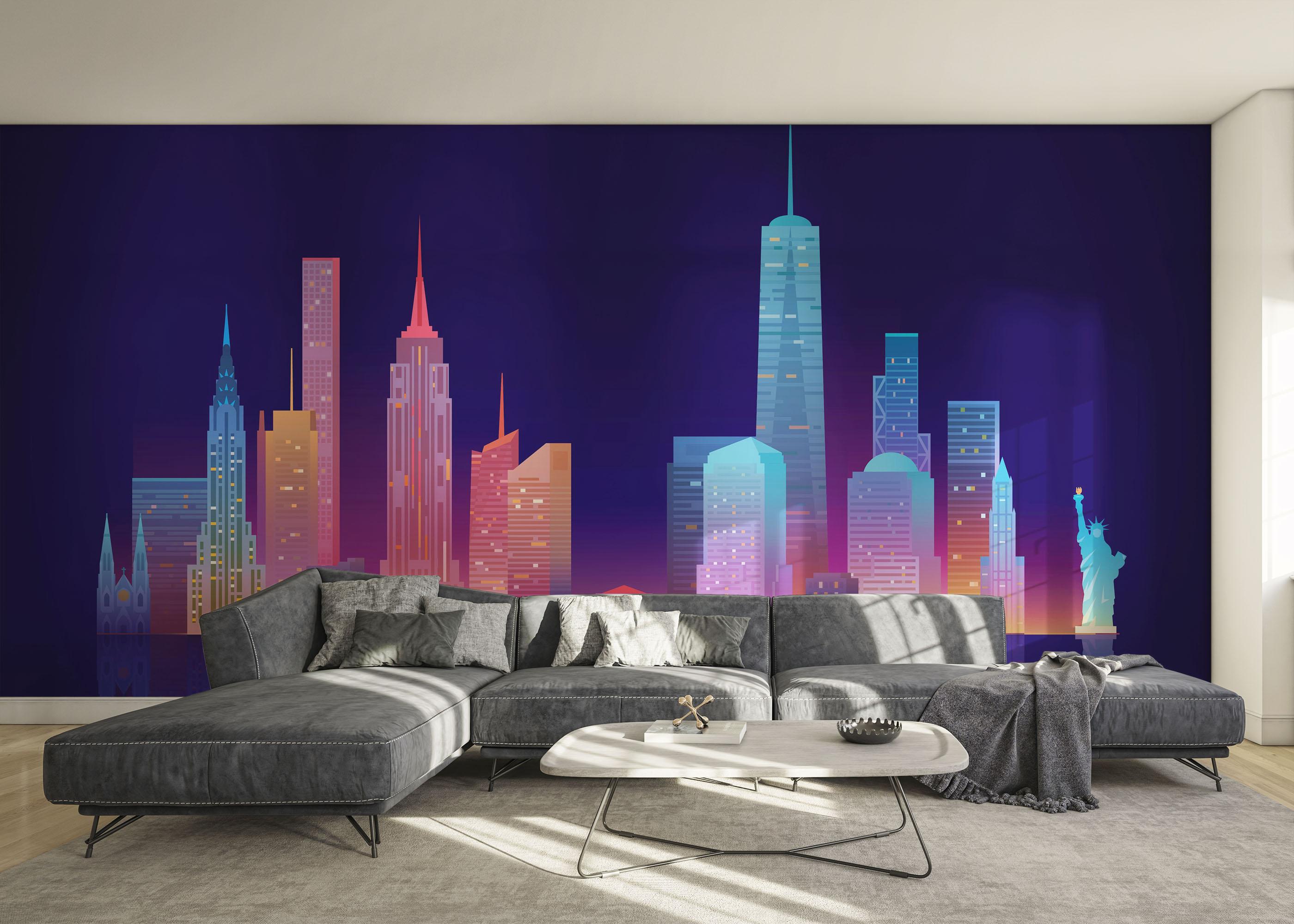 Fototapet Blue Skyline Nyc mockup 0