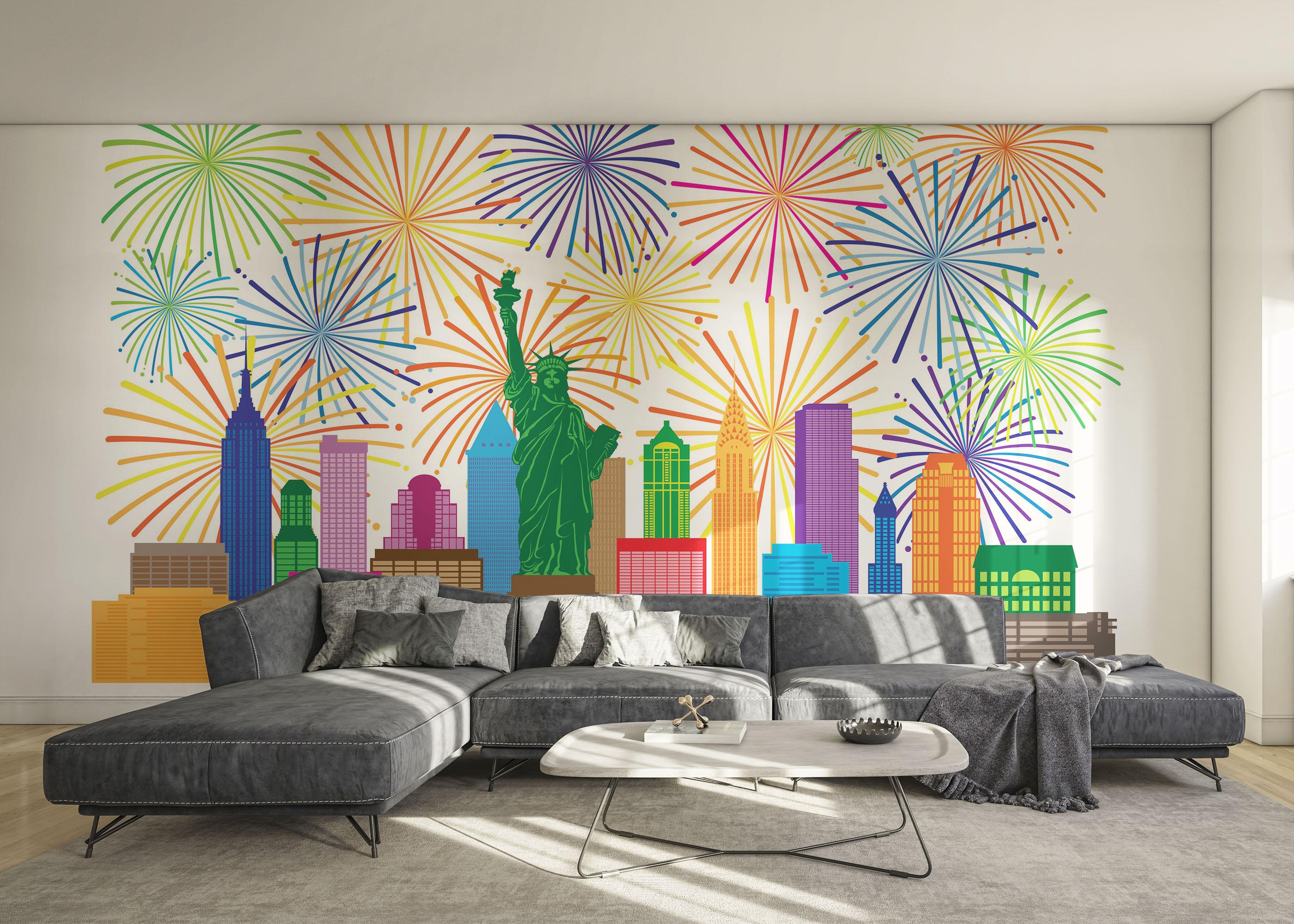 Fototapet Fireworks New York mockup 0