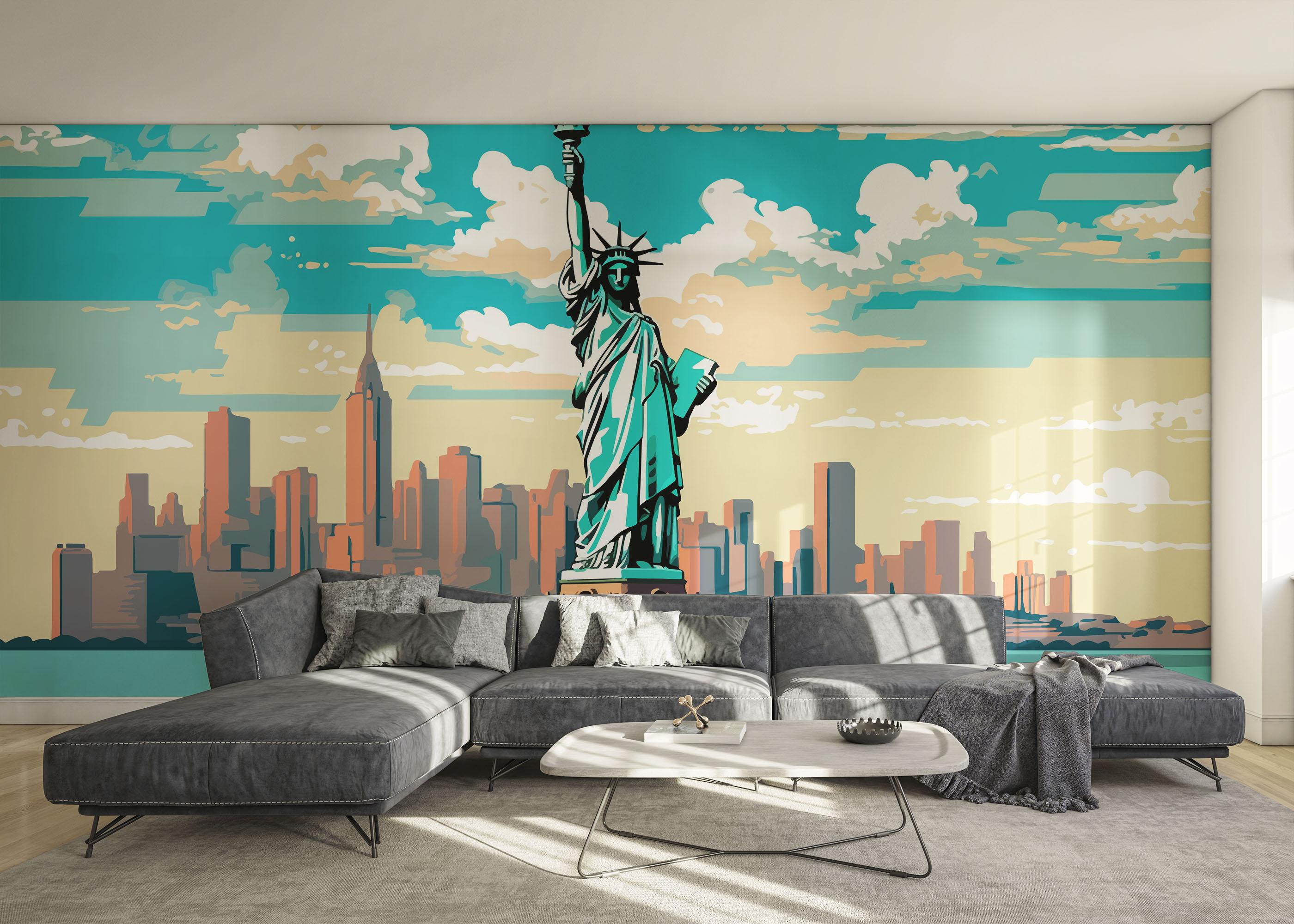 Fototapet Liberty Statue Cartoon mockup 0