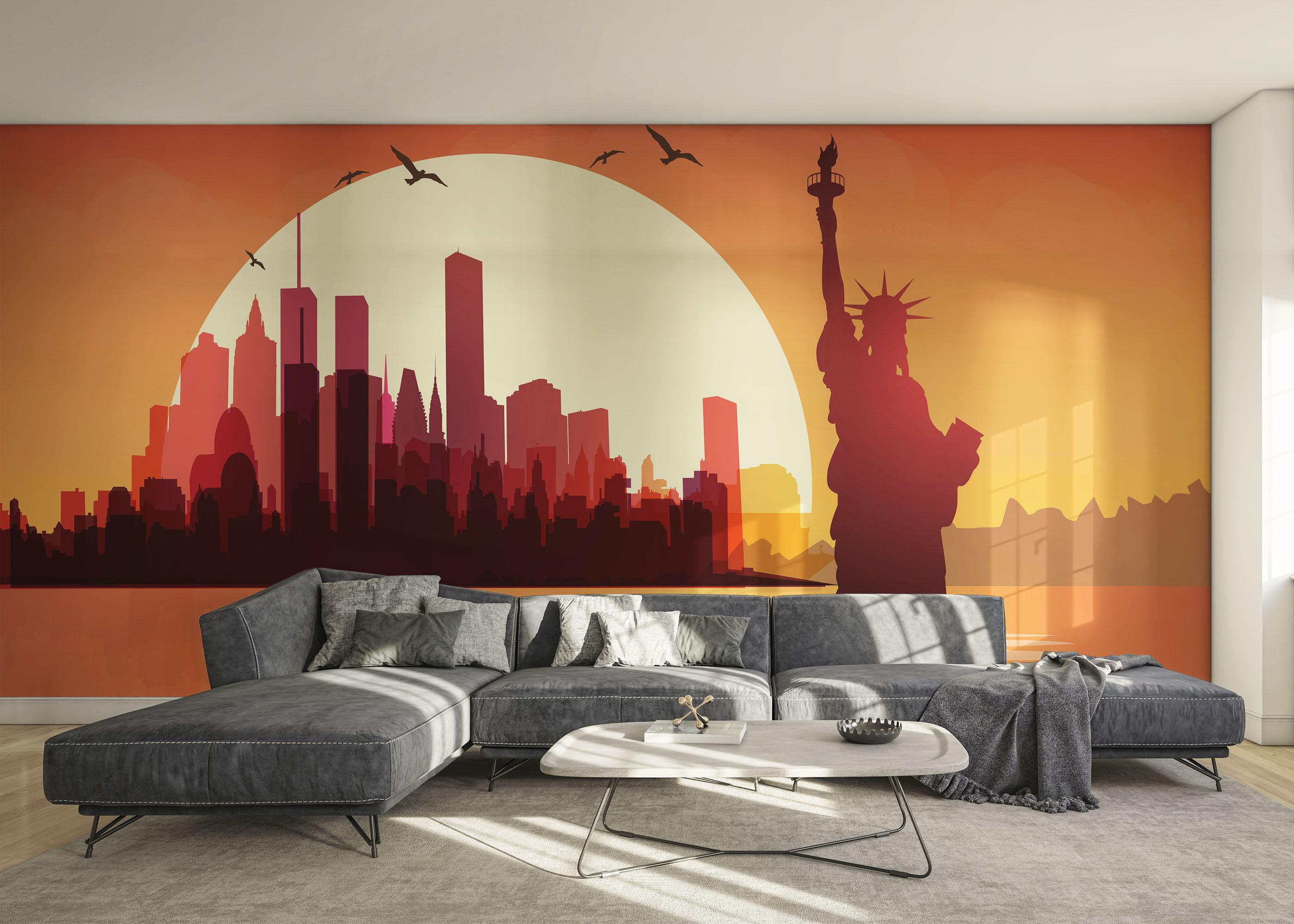 Fototapet Liberty Statue Sunset mockup 0