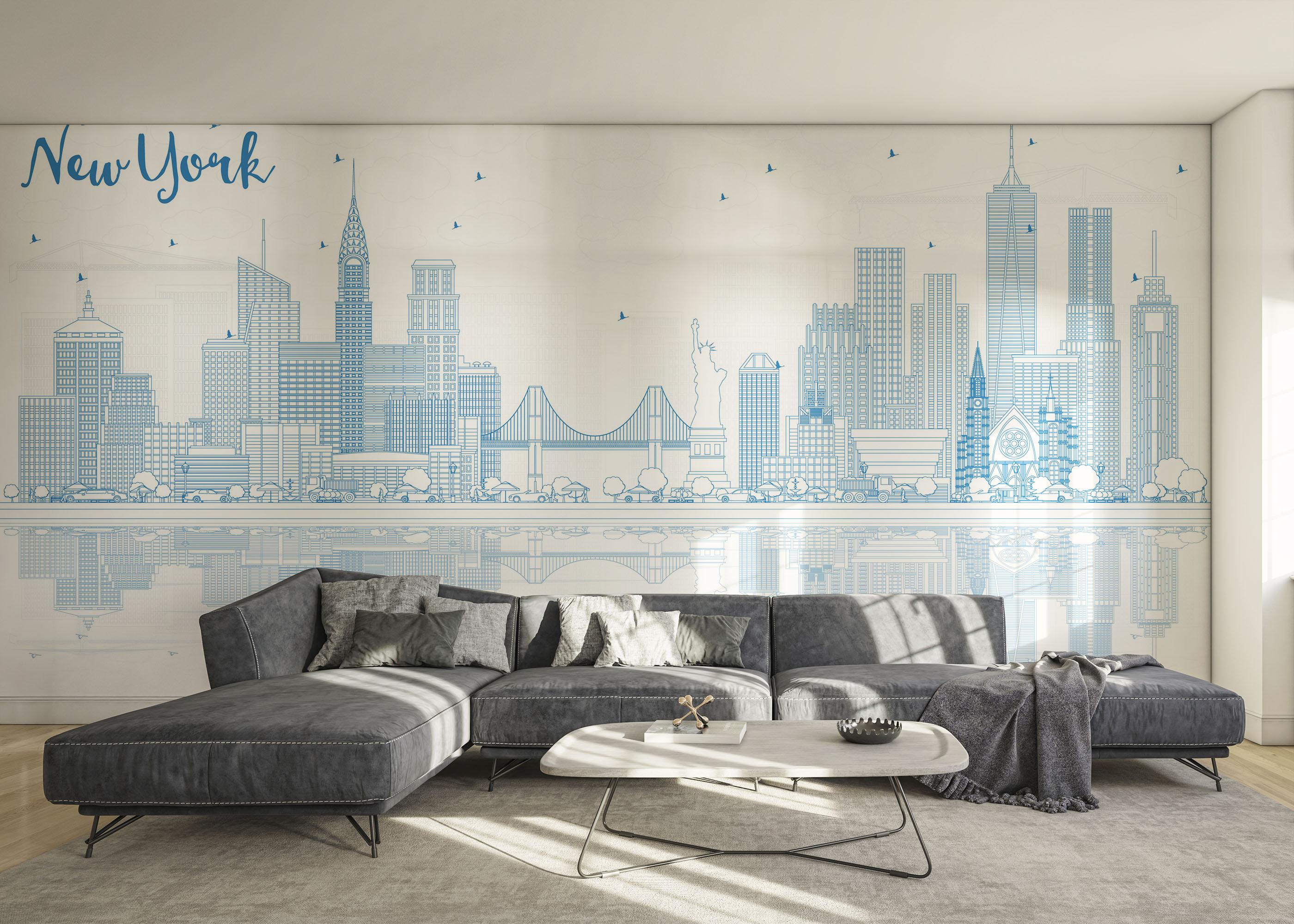 Fototapet New York Blue Line mockup 0