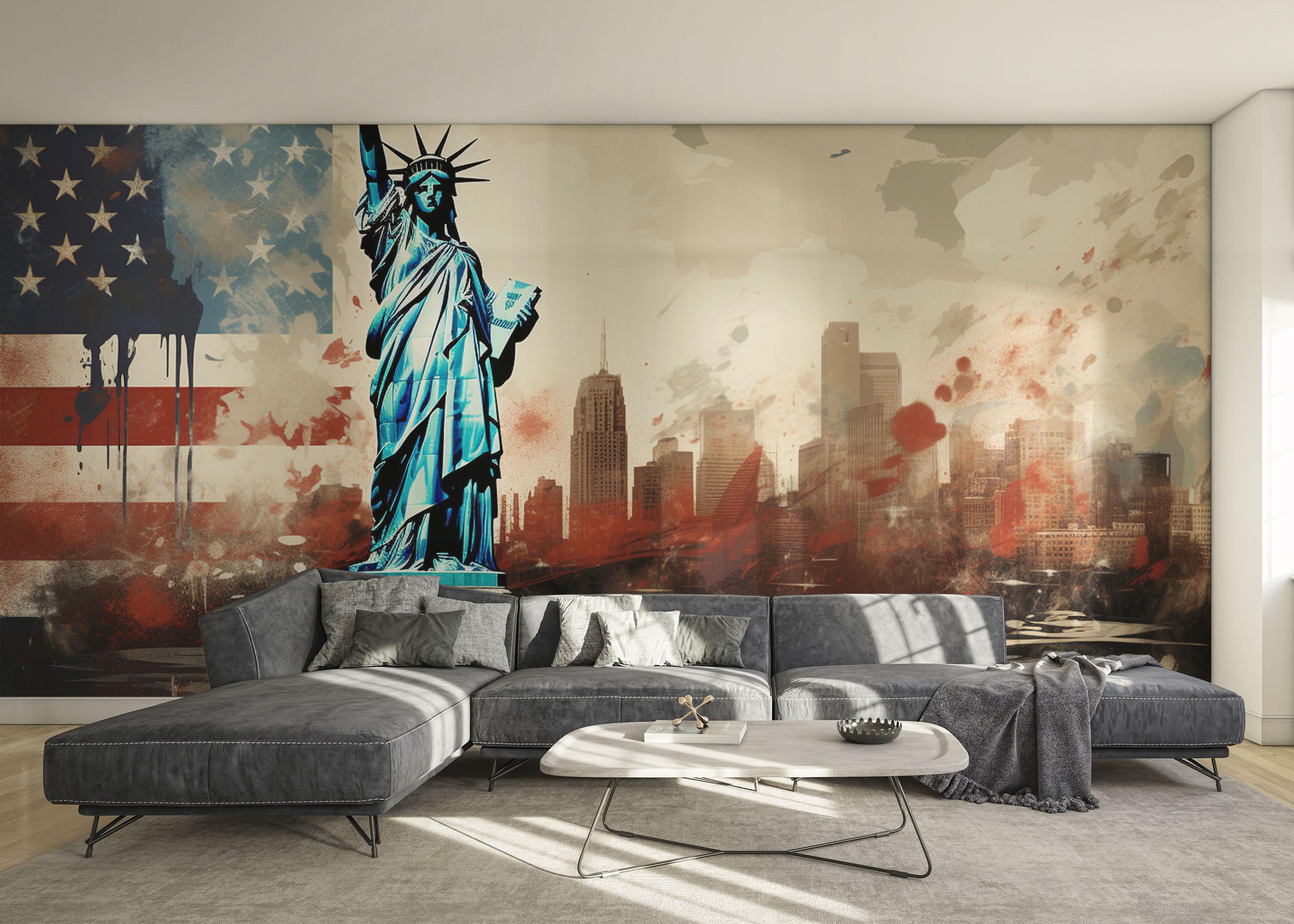 Fototapet United States Statue mockup 0