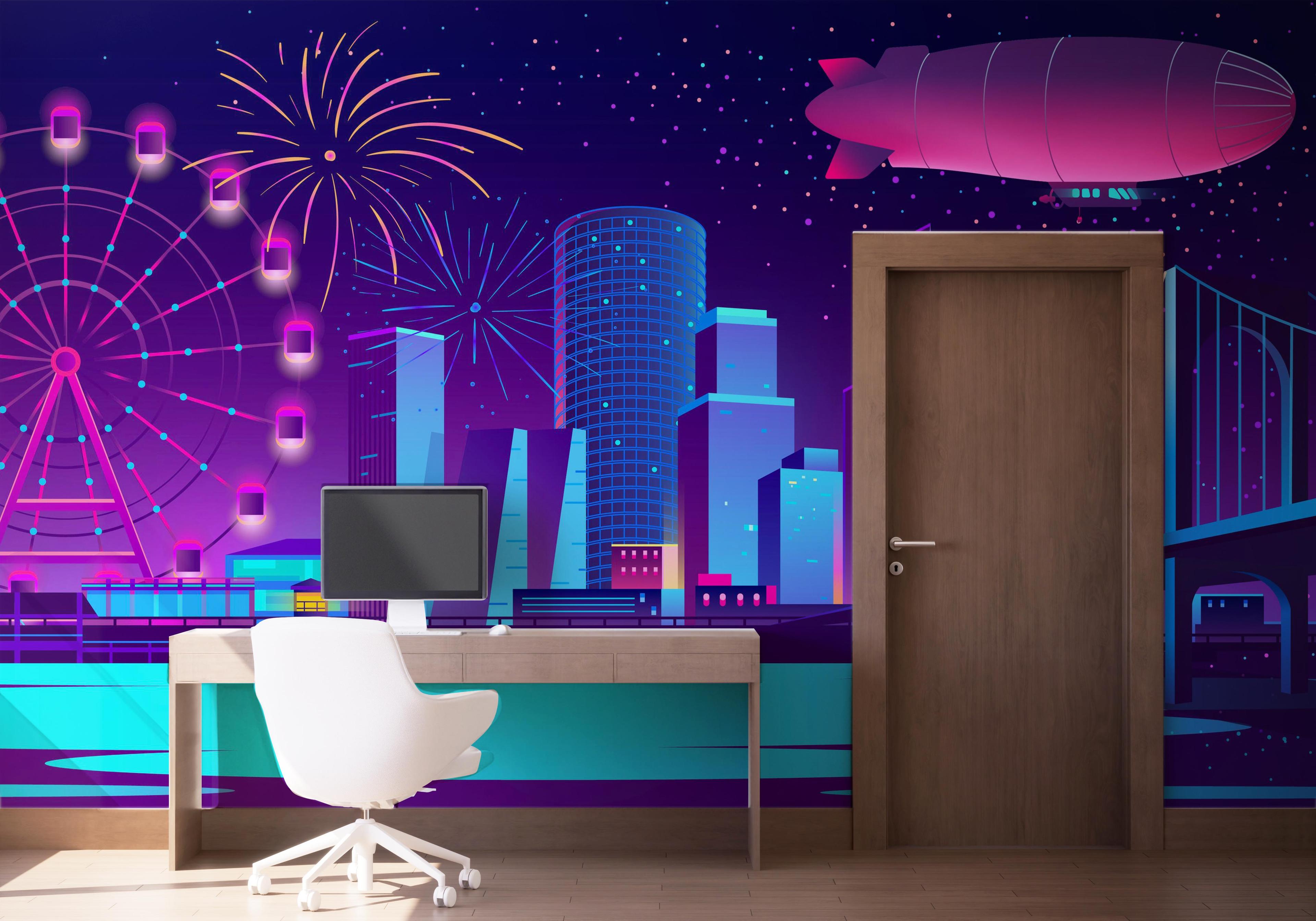 Fototapet Blue Purple Nyc mockup 1