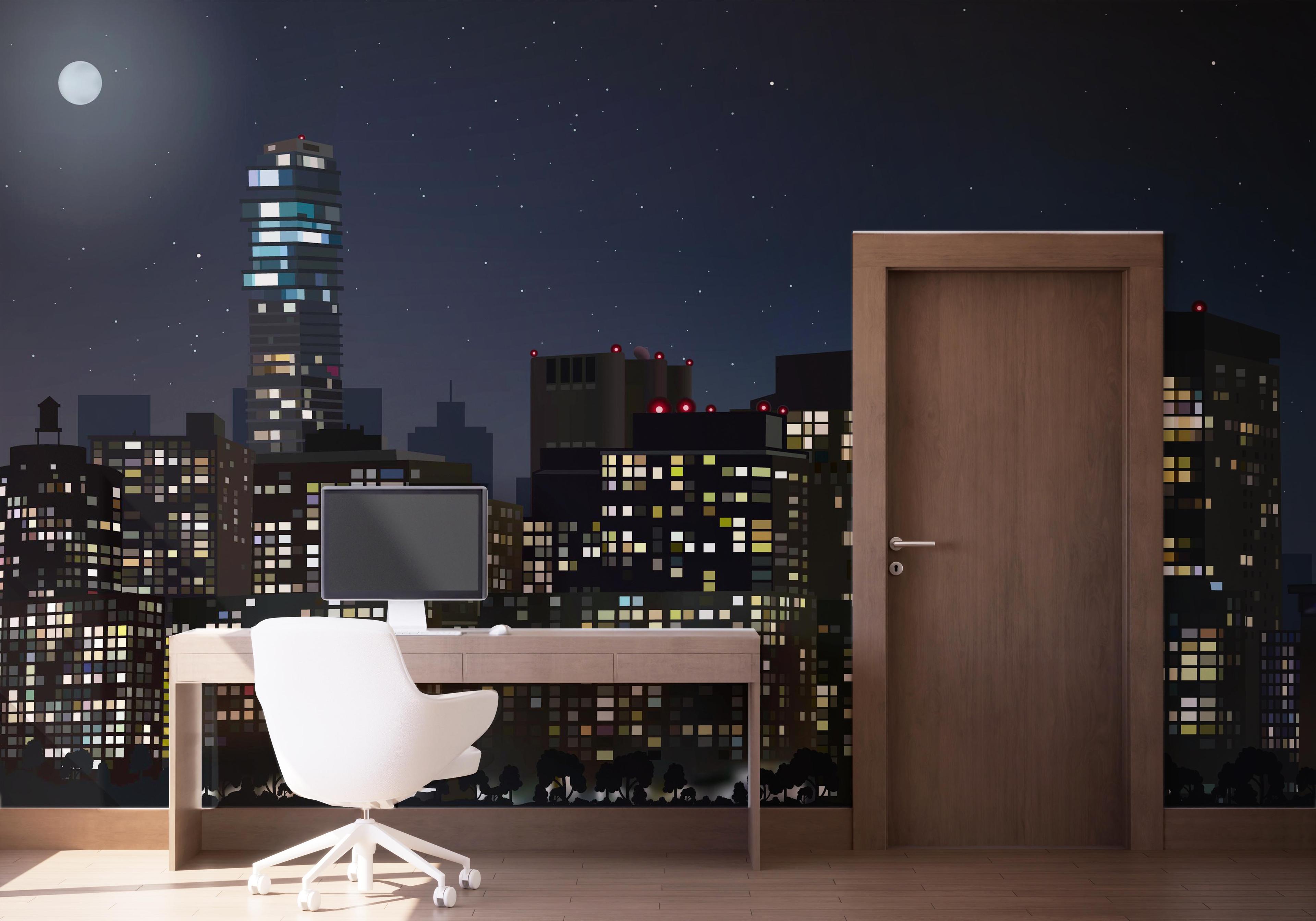 Fototapet City Night Building mockup 1