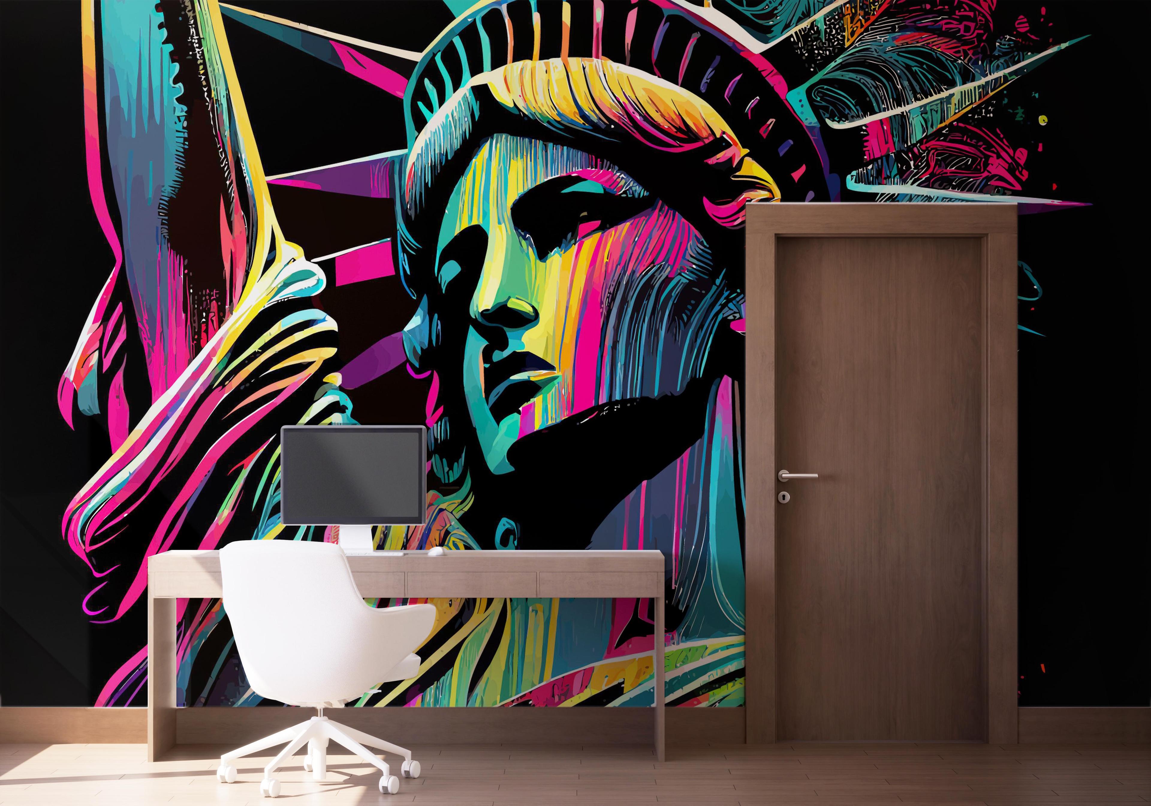Fototapet Colorful Liberty Statue mockup 1