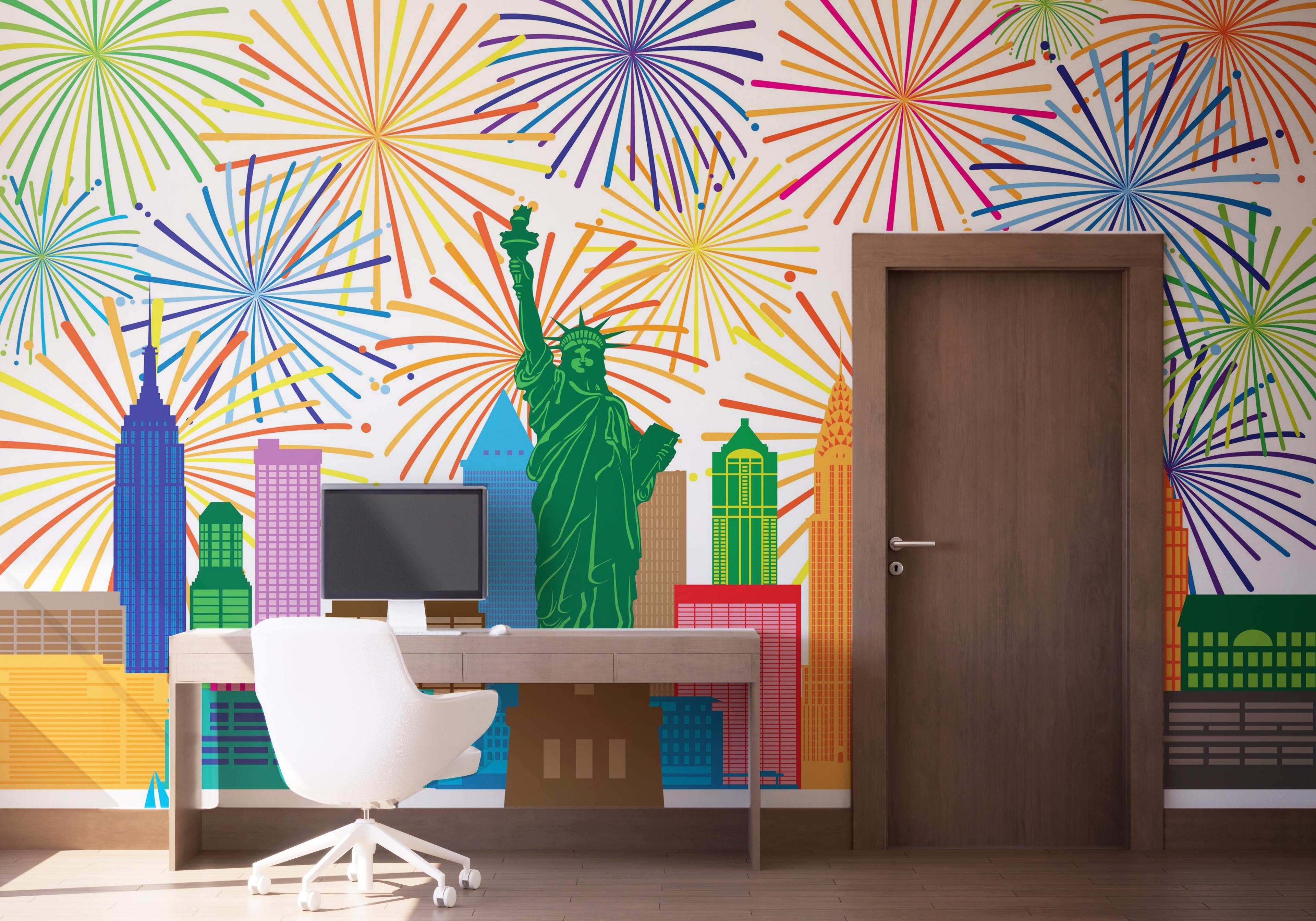 Fototapet Fireworks New York mockup 1