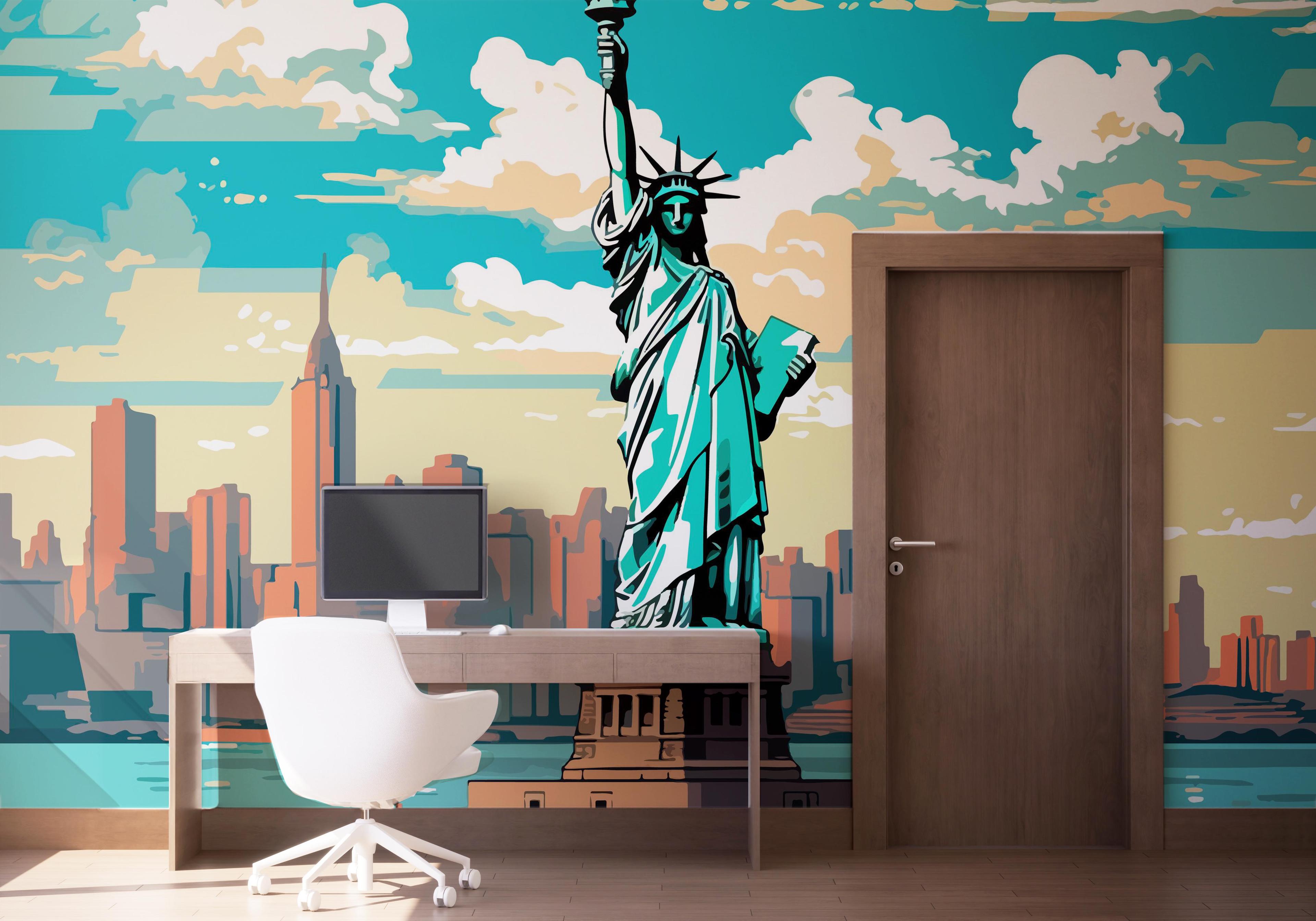 Fototapet Liberty Statue Cartoon mockup 1