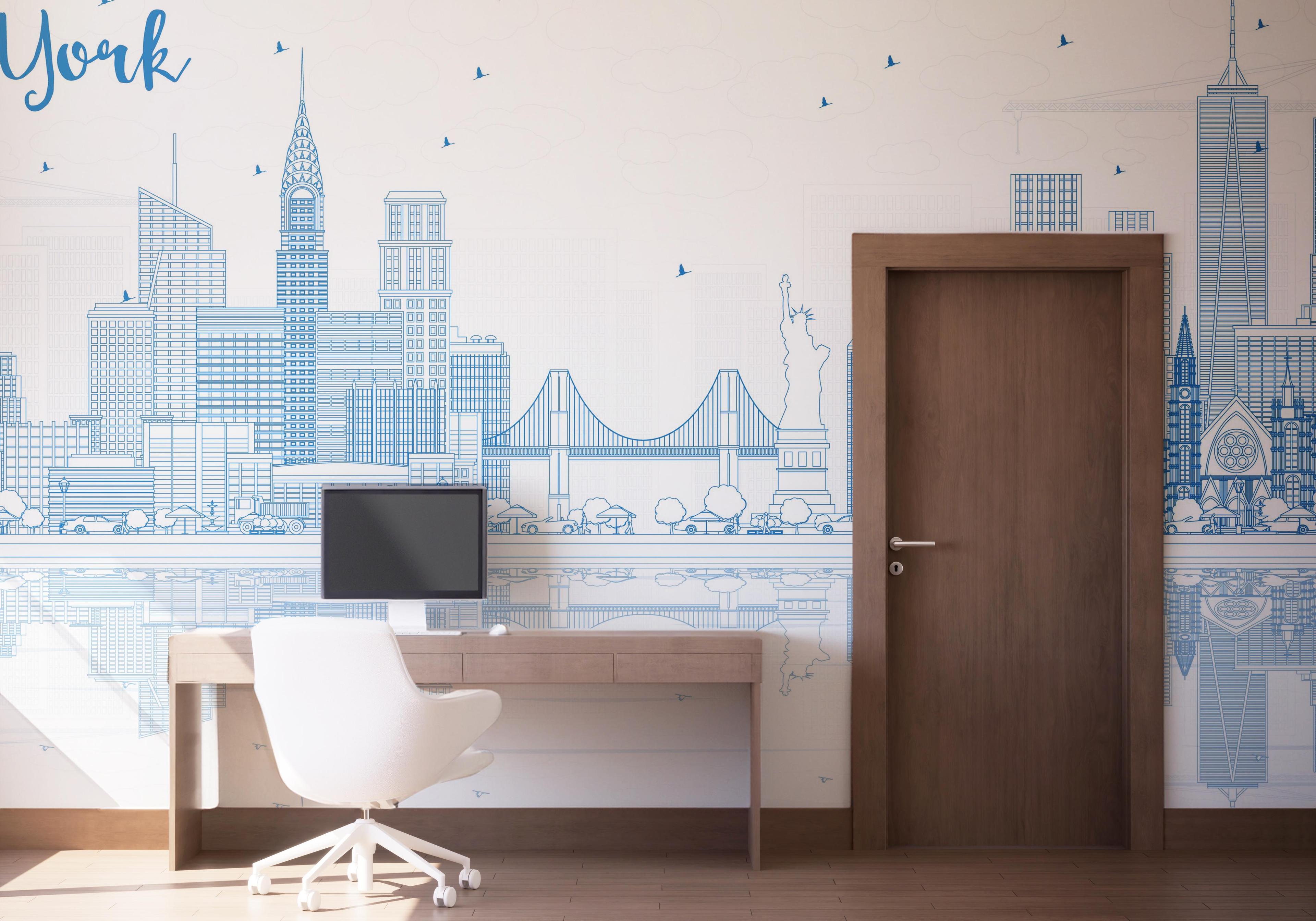 Fototapet New York Blue Line mockup 1