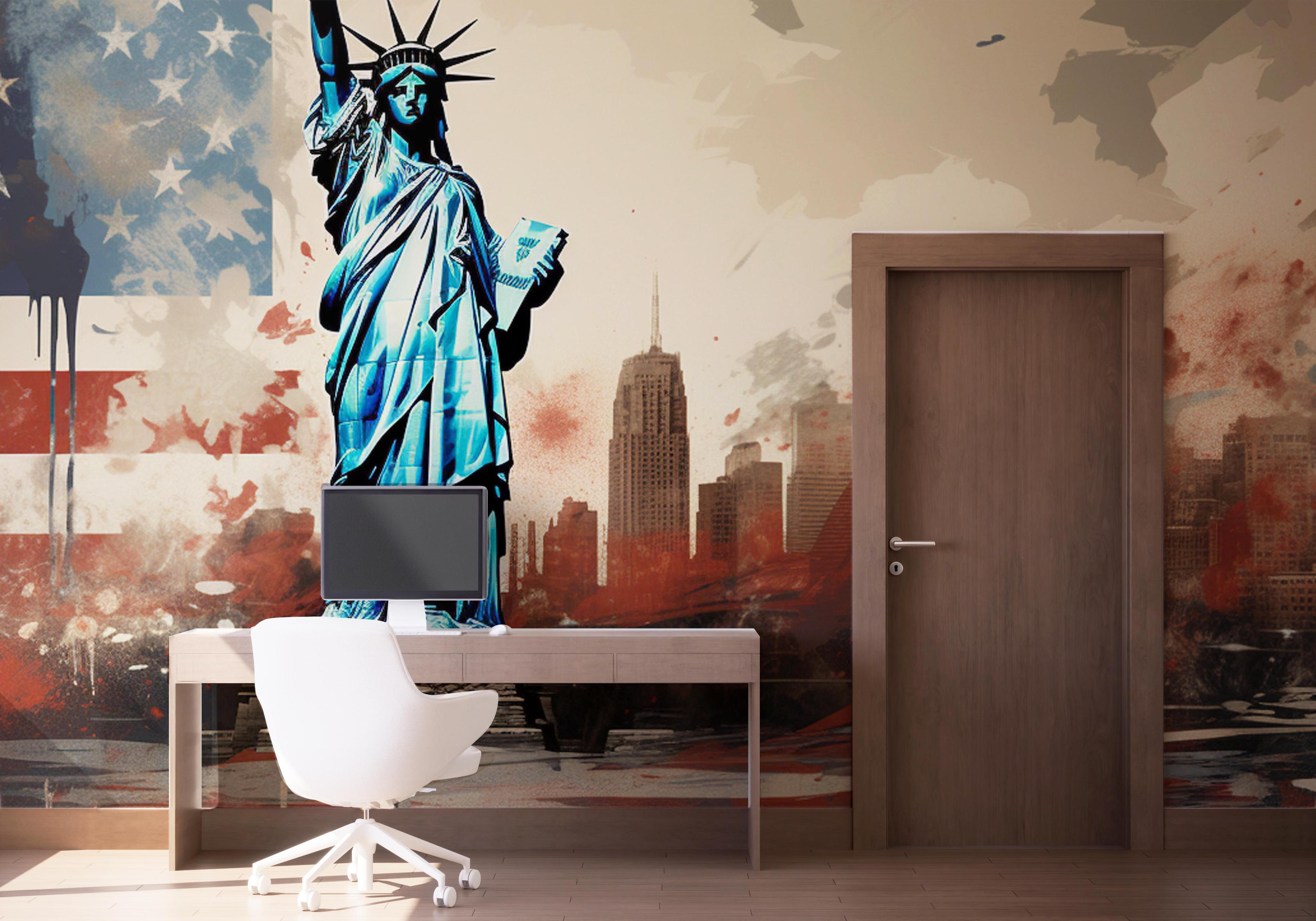 Fototapet United States Statue mockup 1