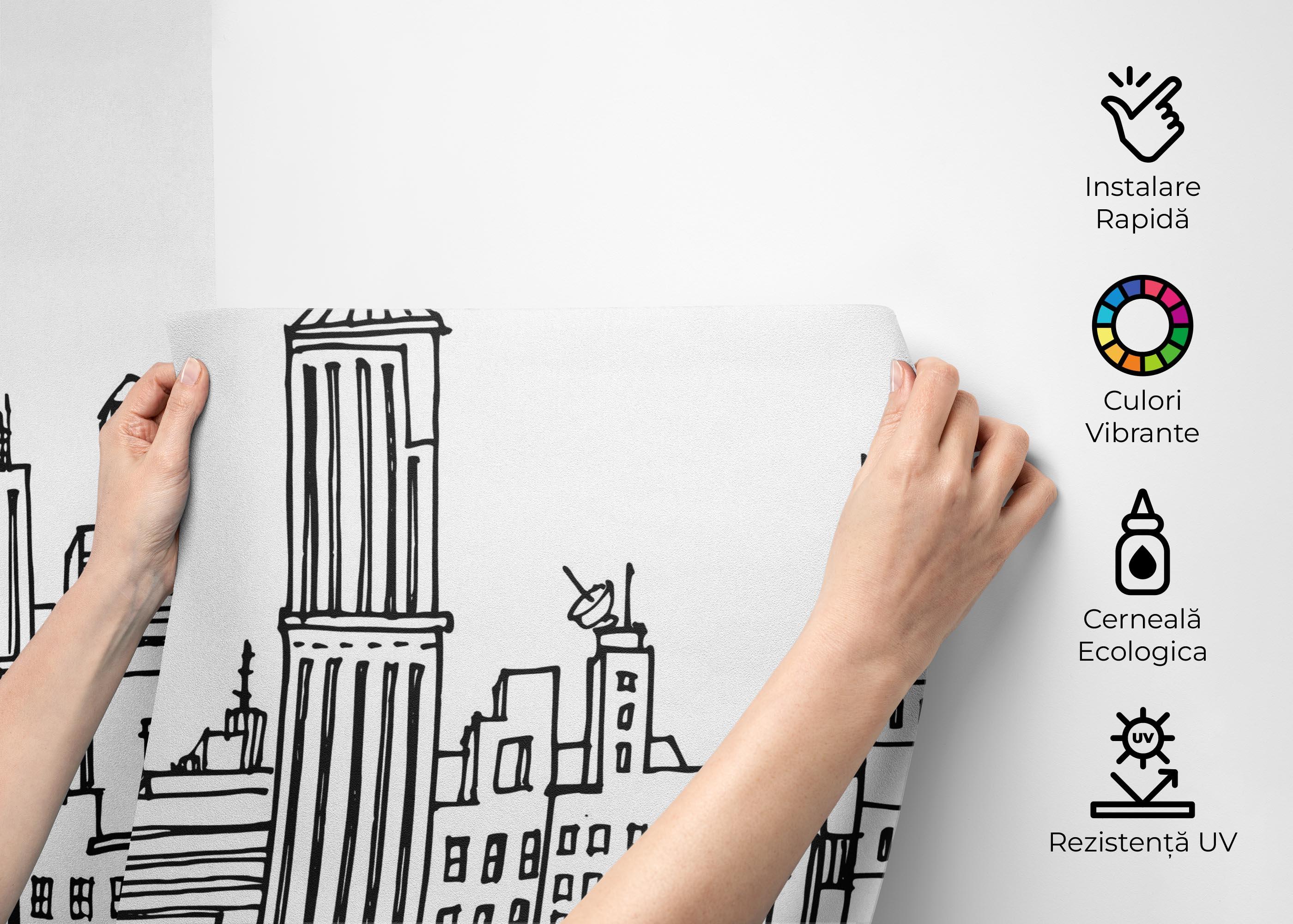 Fototapet Black Line Skylines mockup 2