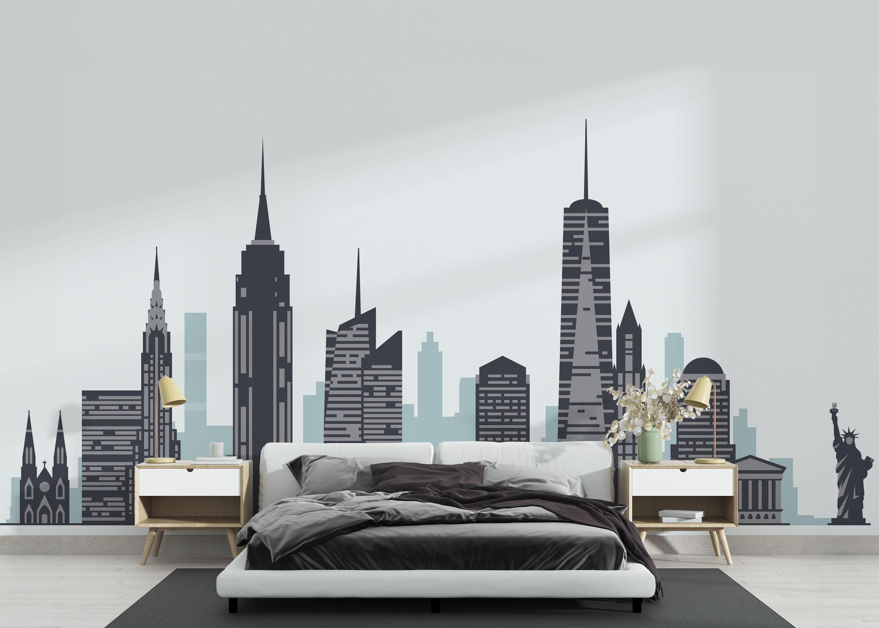 Fototapet Blue Grey New York mockup 3