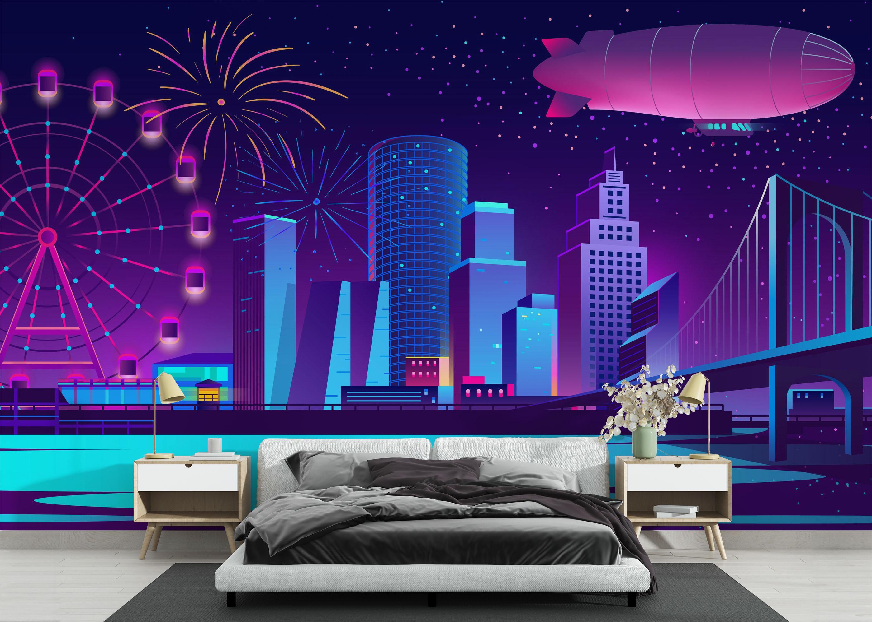 Fototapet Blue Purple Nyc mockup 3