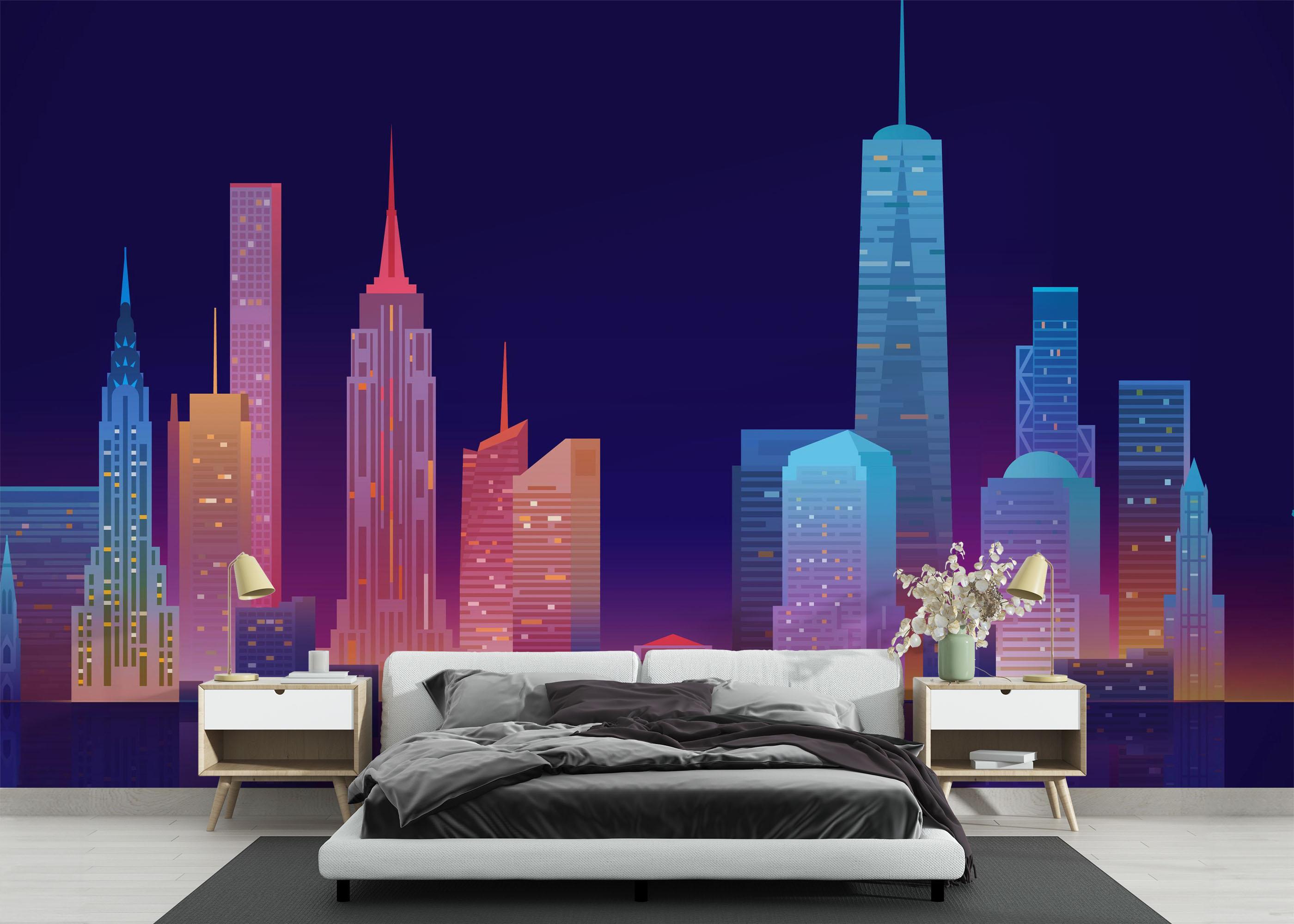 Fototapet Blue Skyline Nyc mockup 3