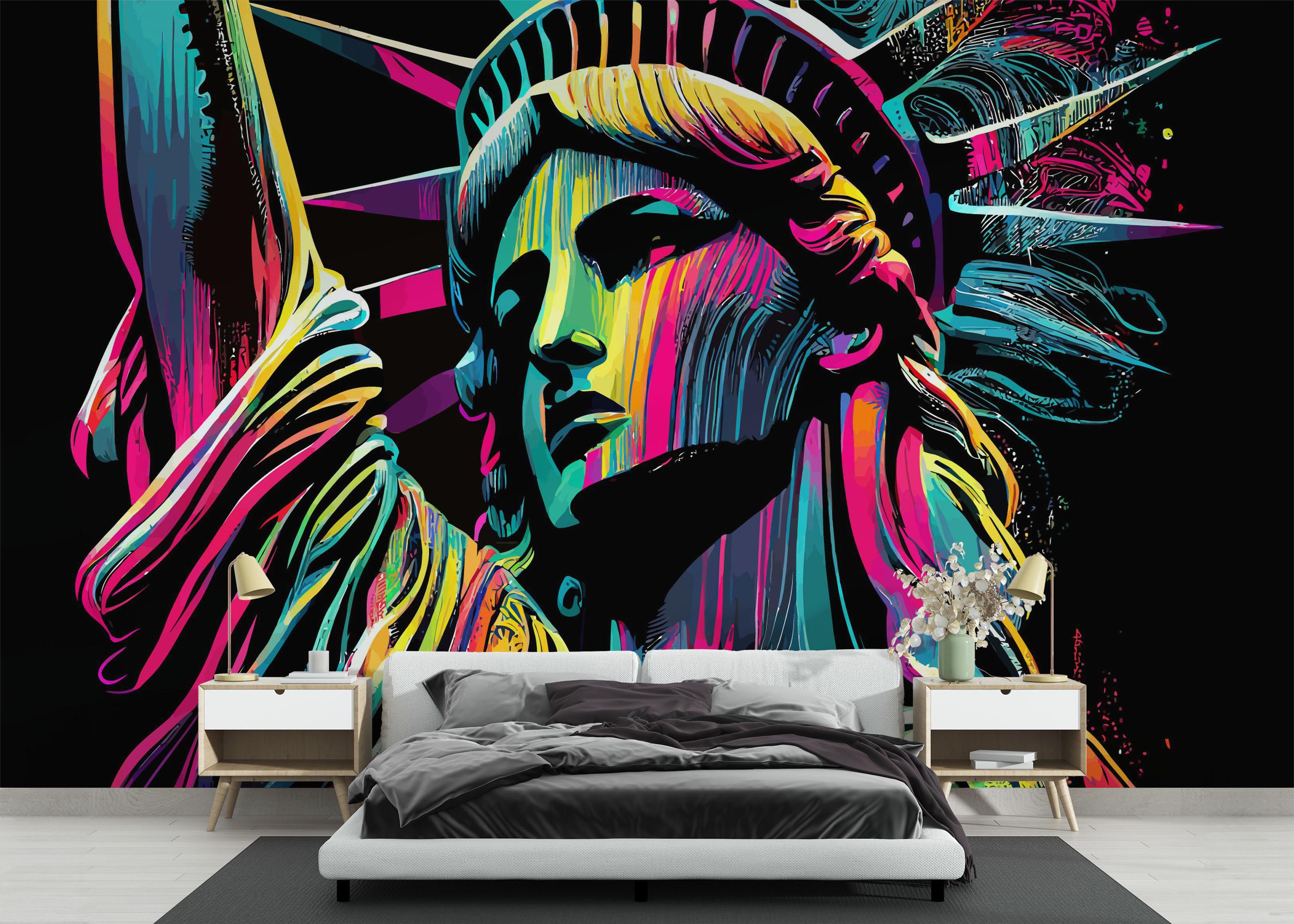 Fototapet Colorful Liberty Statue mockup 3