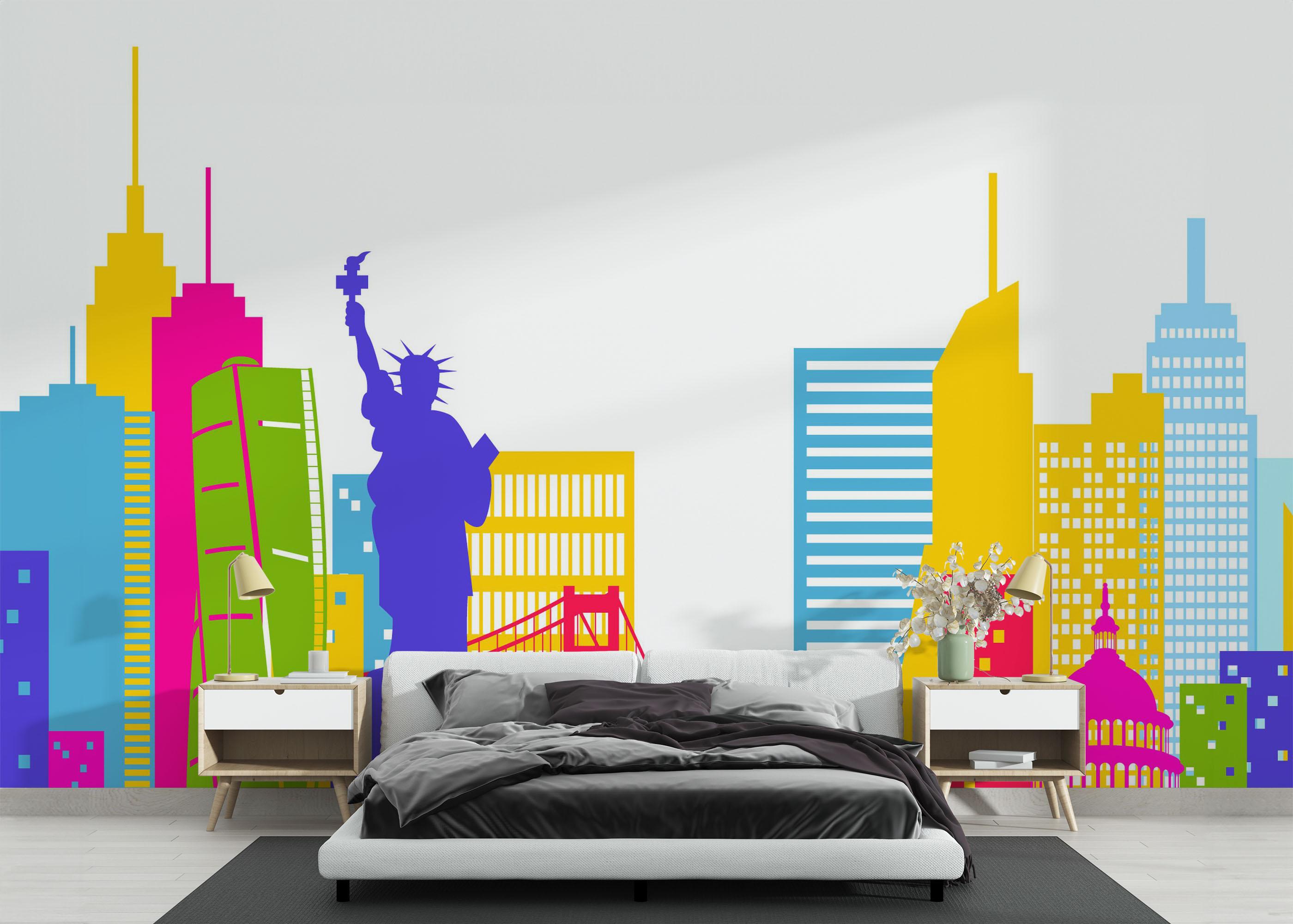 Fototapet Colorful Nyc mockup 3