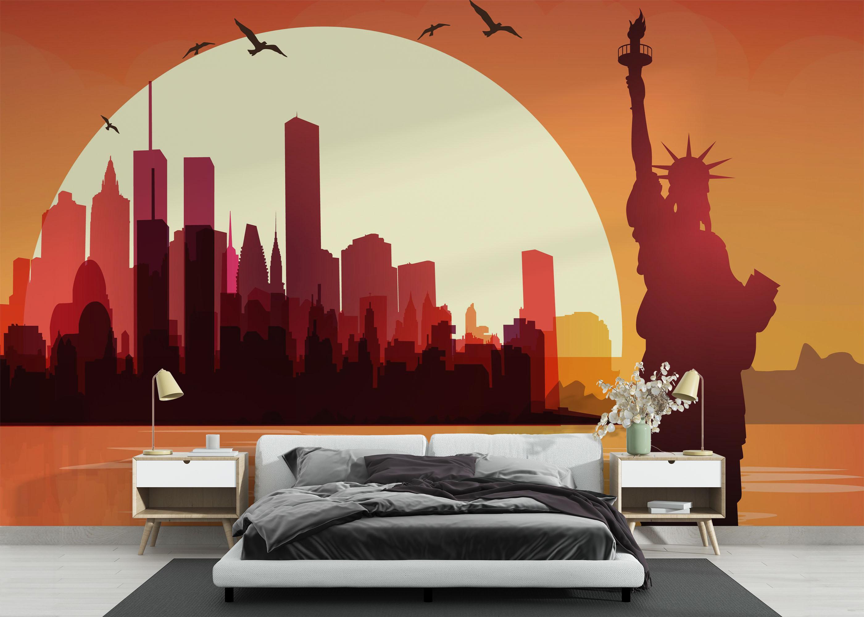 Fototapet Liberty Statue Sunset mockup 3