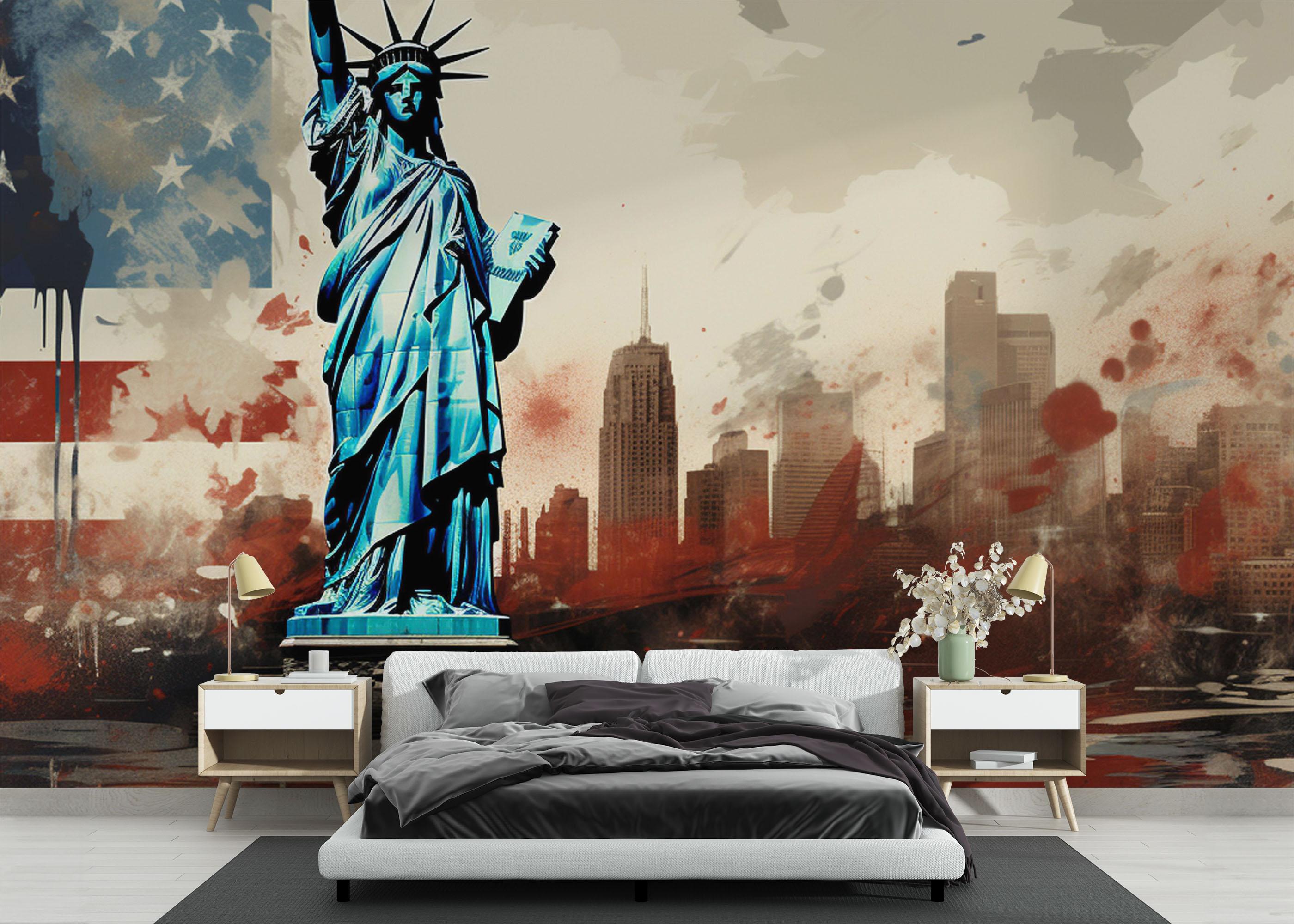 Fototapet United States Statue mockup 3