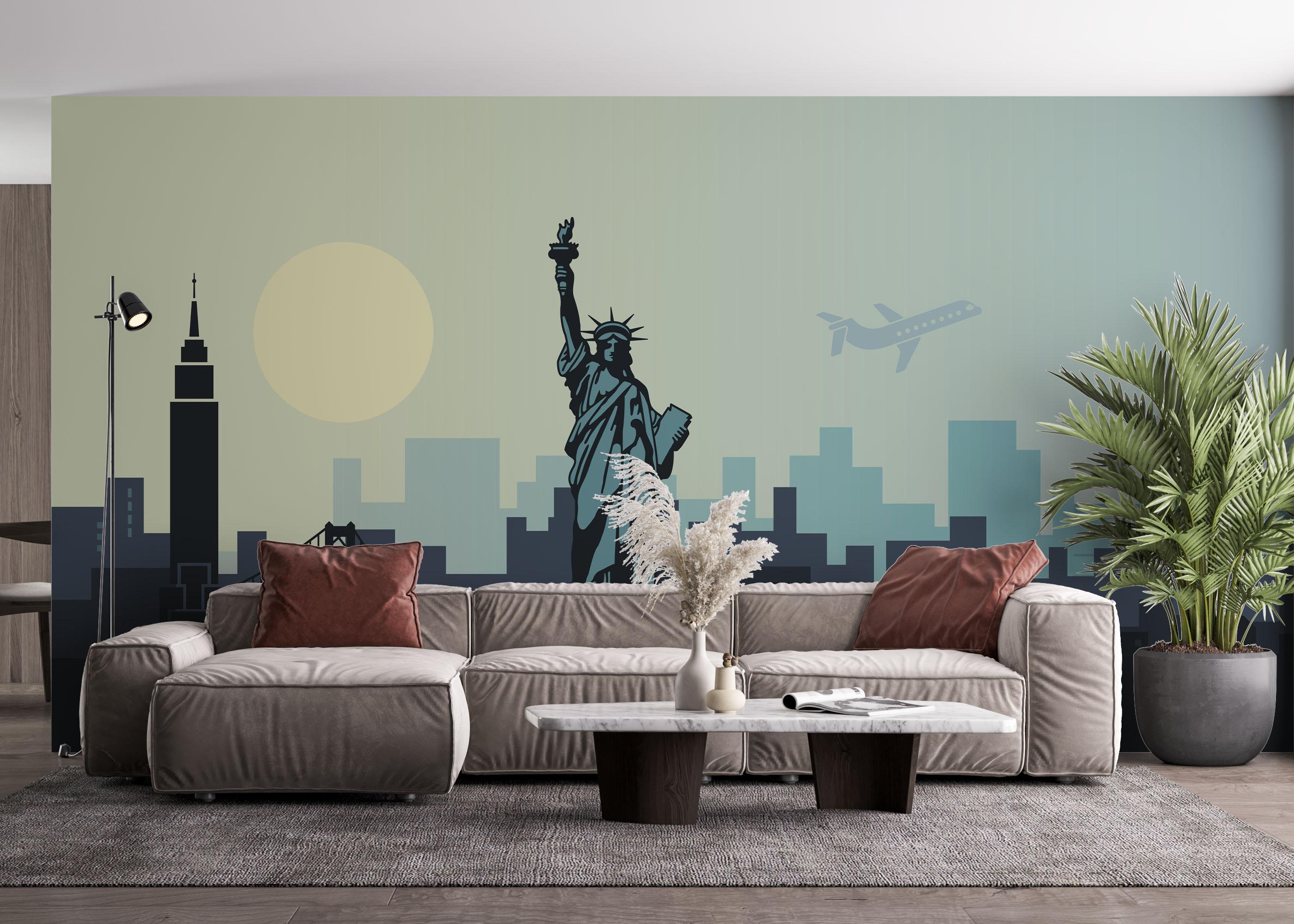 Fototapet Air Plane New York mockup 4