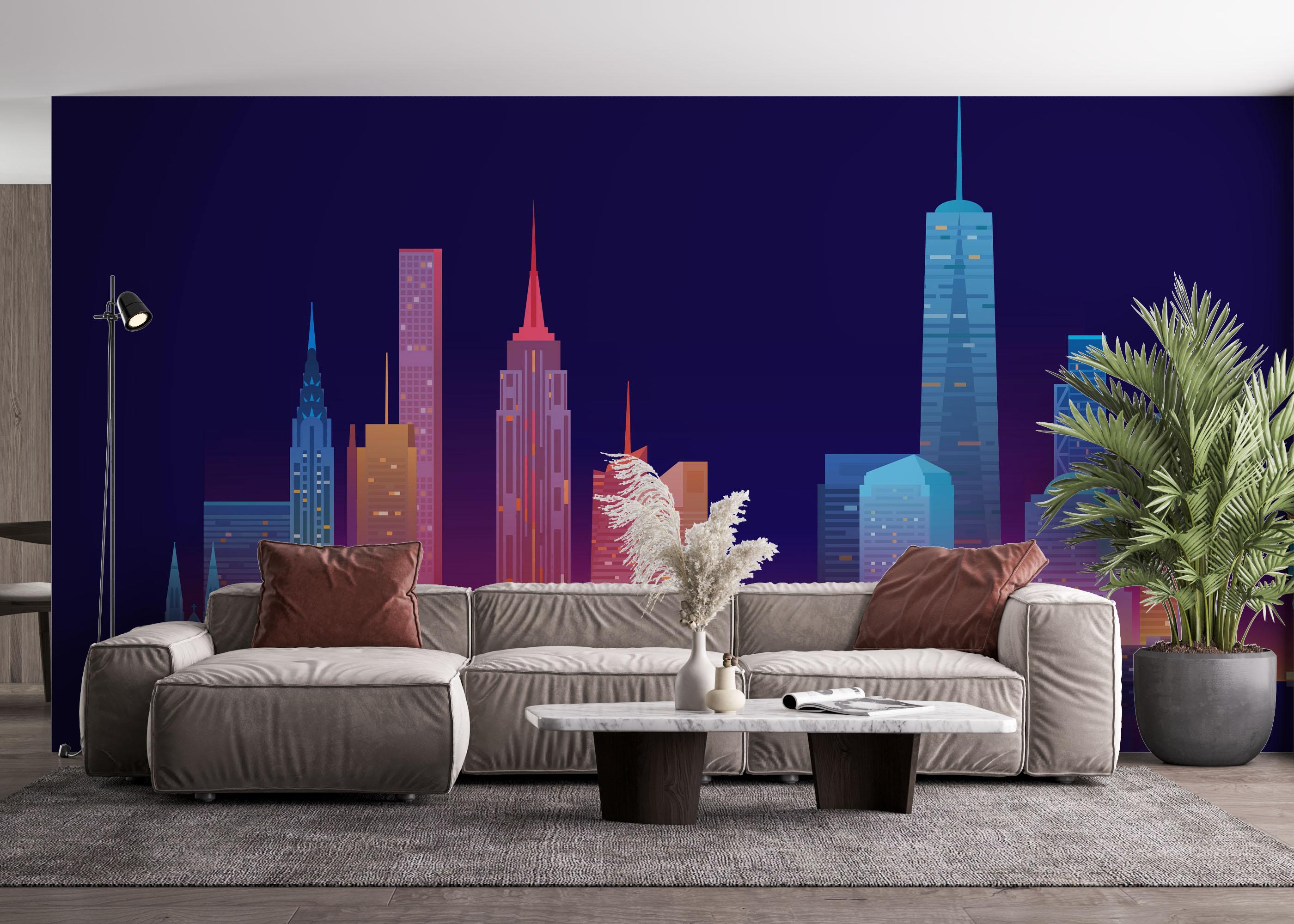 Fototapet Blue Skyline Nyc mockup 4