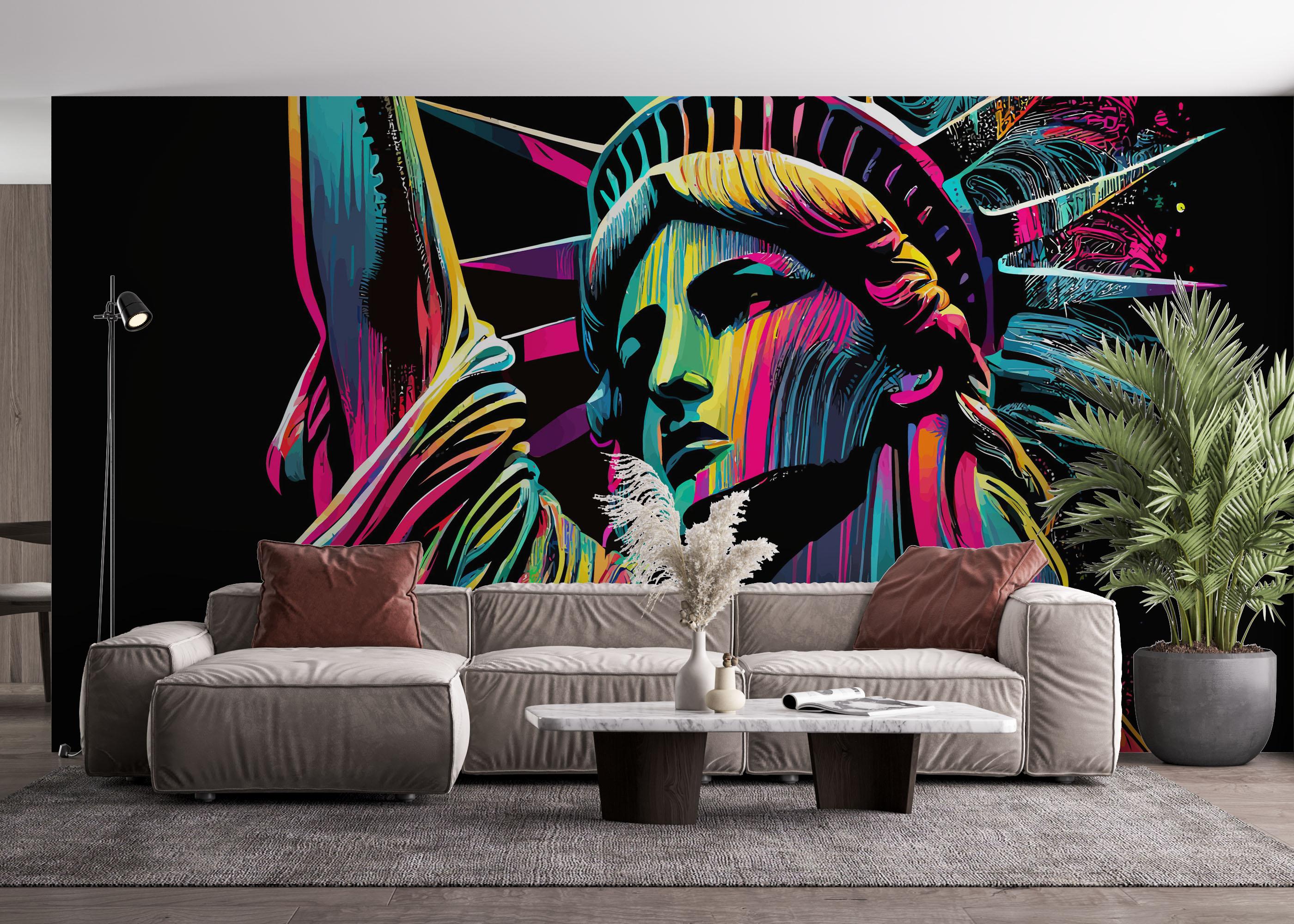 Fototapet Colorful Liberty Statue mockup 4