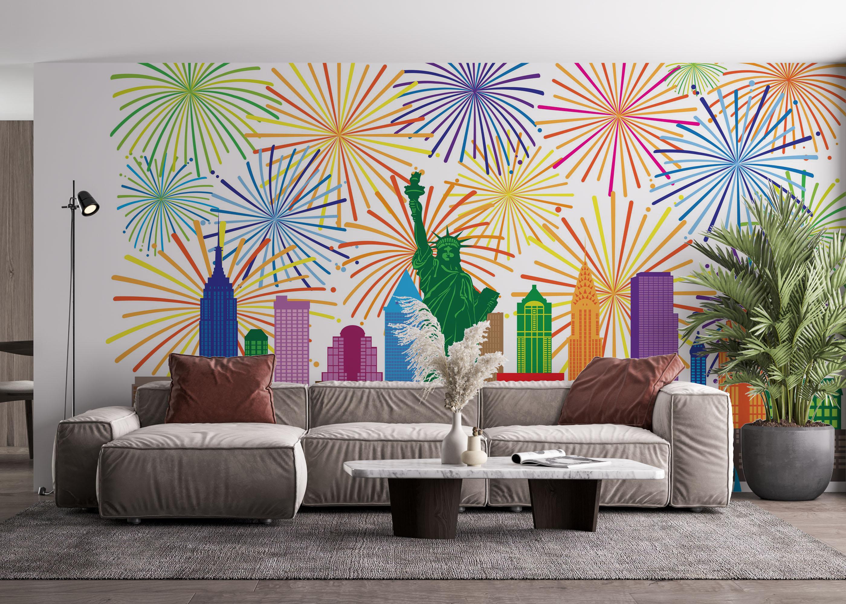Fototapet Fireworks New York mockup 4