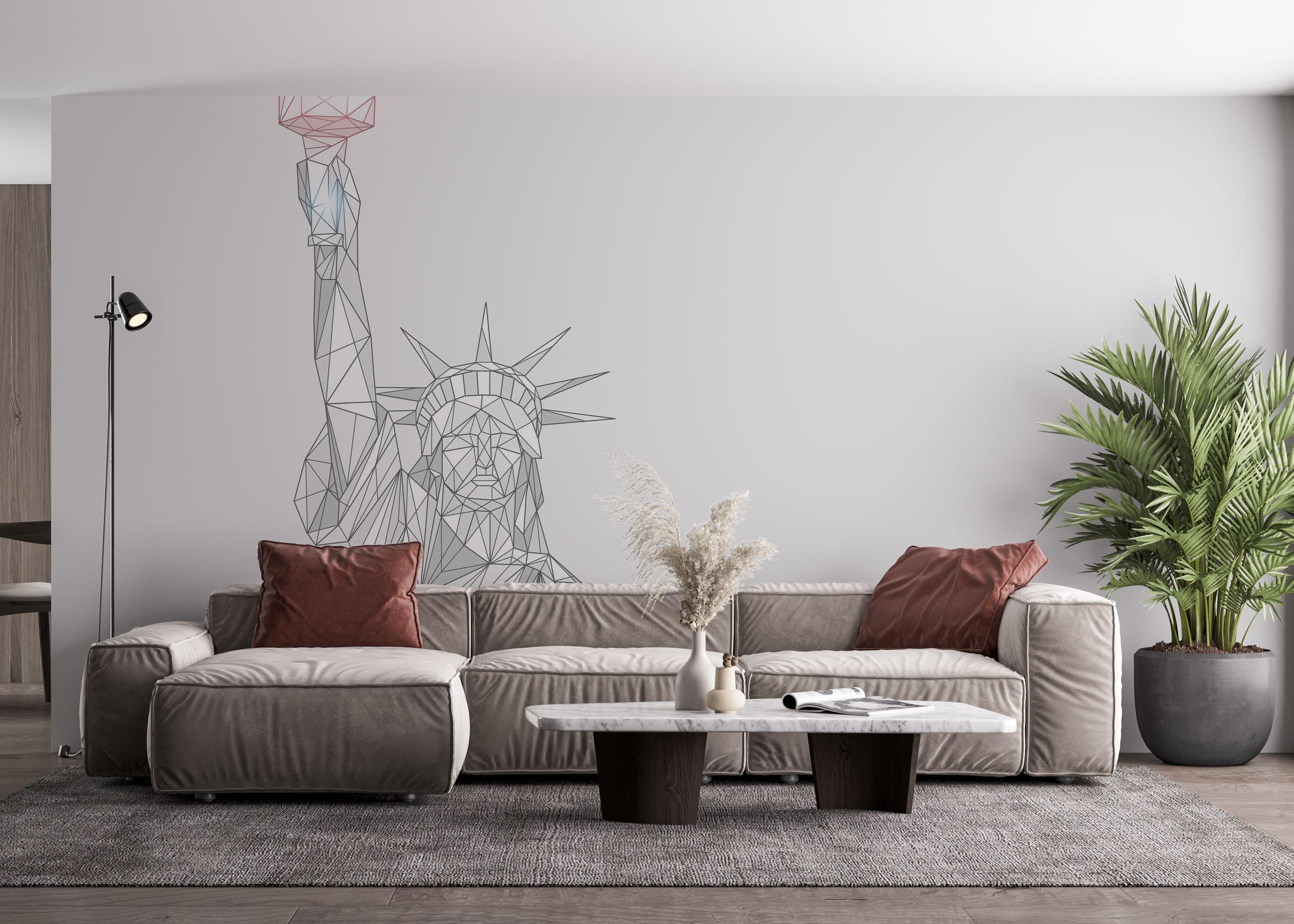 Fototapet Liberty Line Statue mockup 4