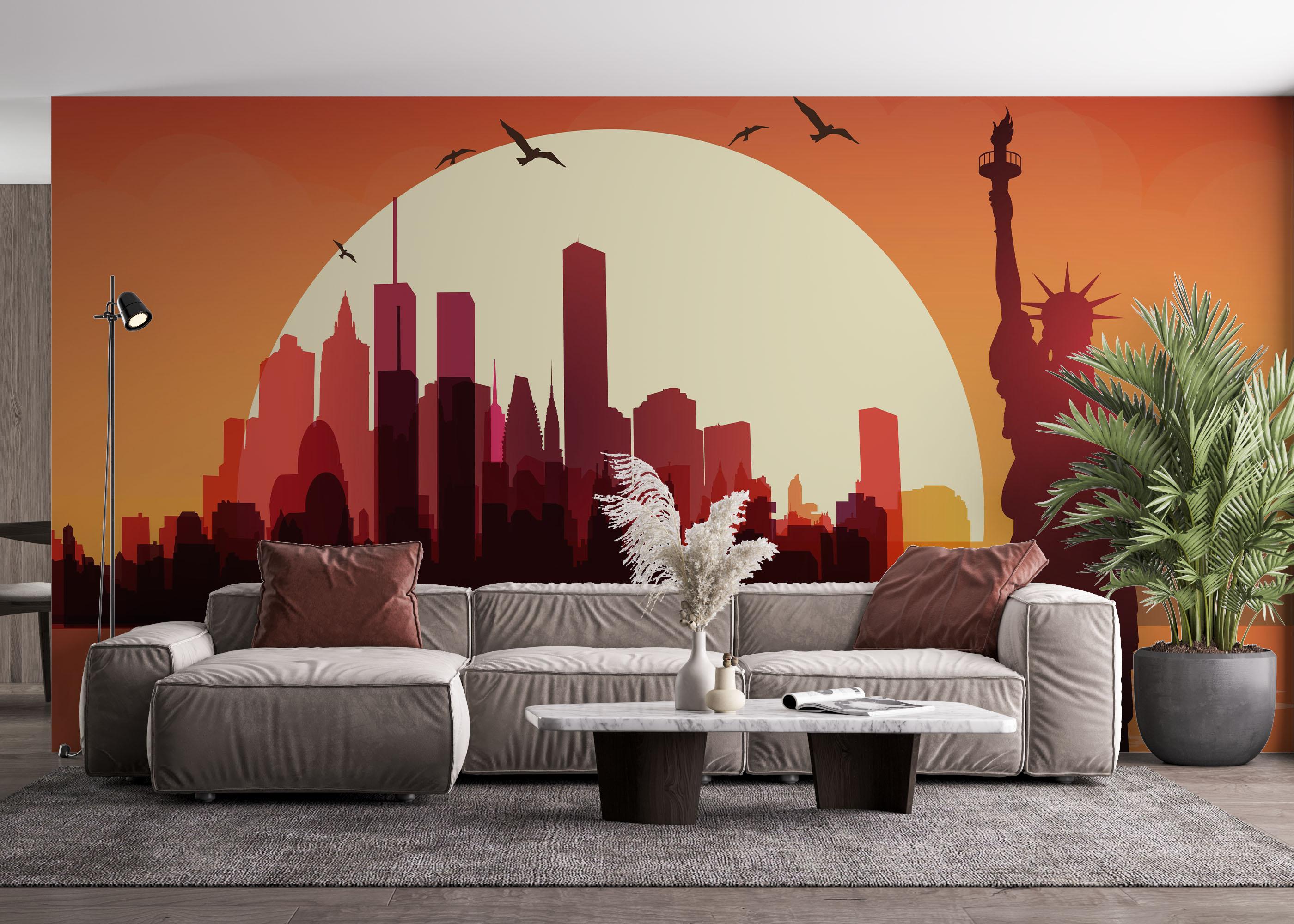 Fototapet Liberty Statue Sunset mockup 4