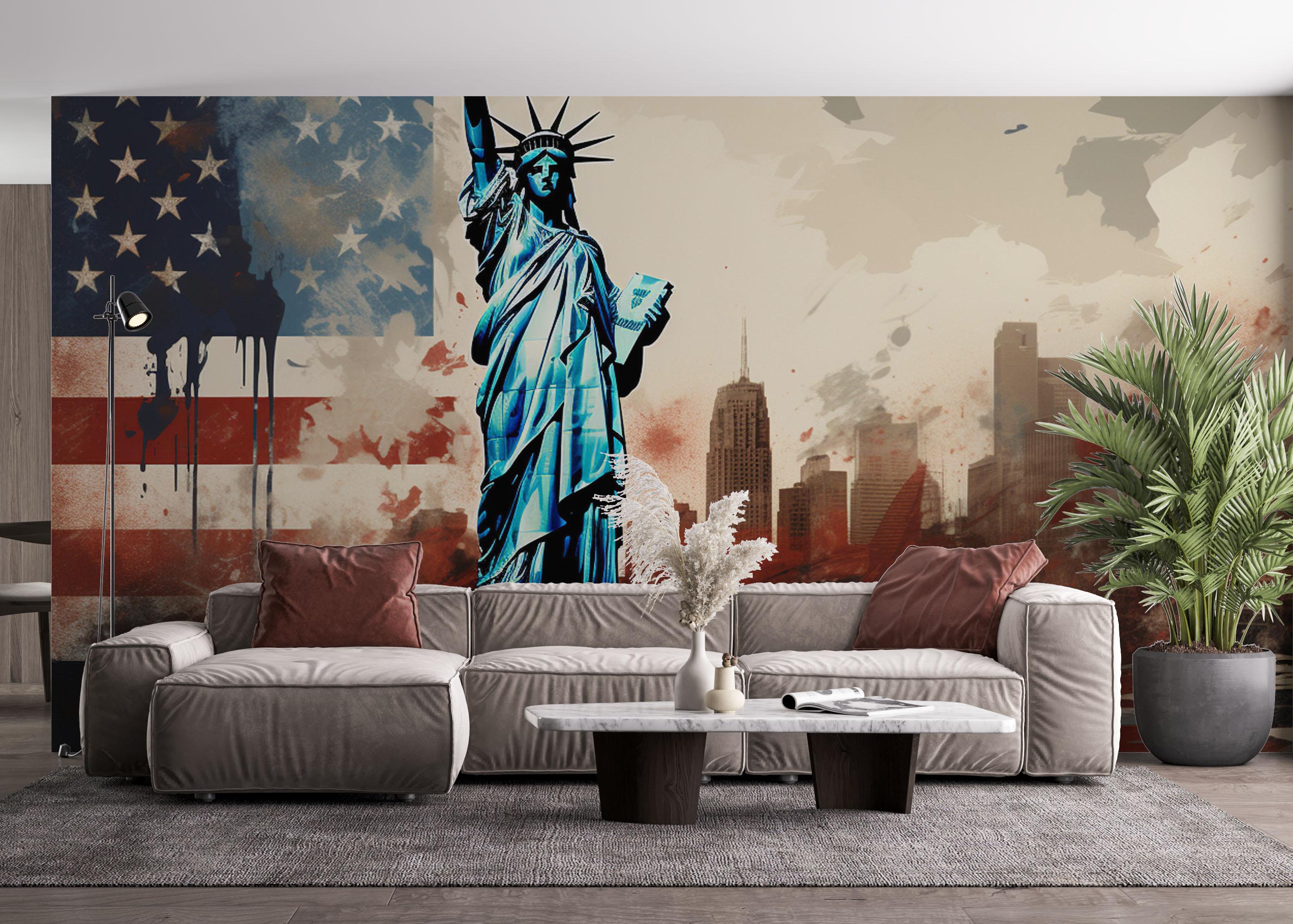 Fototapet United States Statue mockup 4