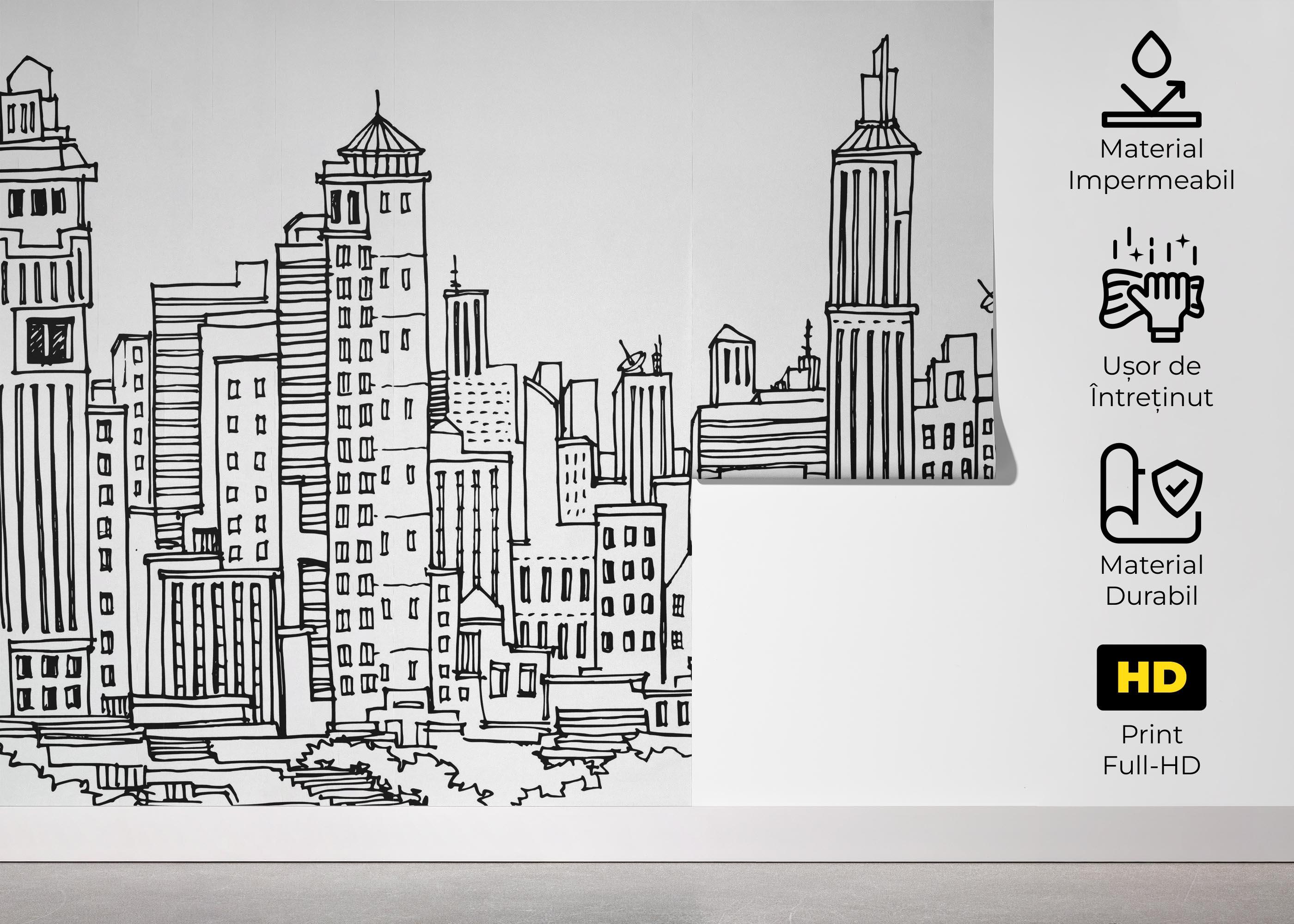 Fototapet Black Line Skylines mockup 5