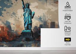 Blue Red Liberty Statue mockup 5
