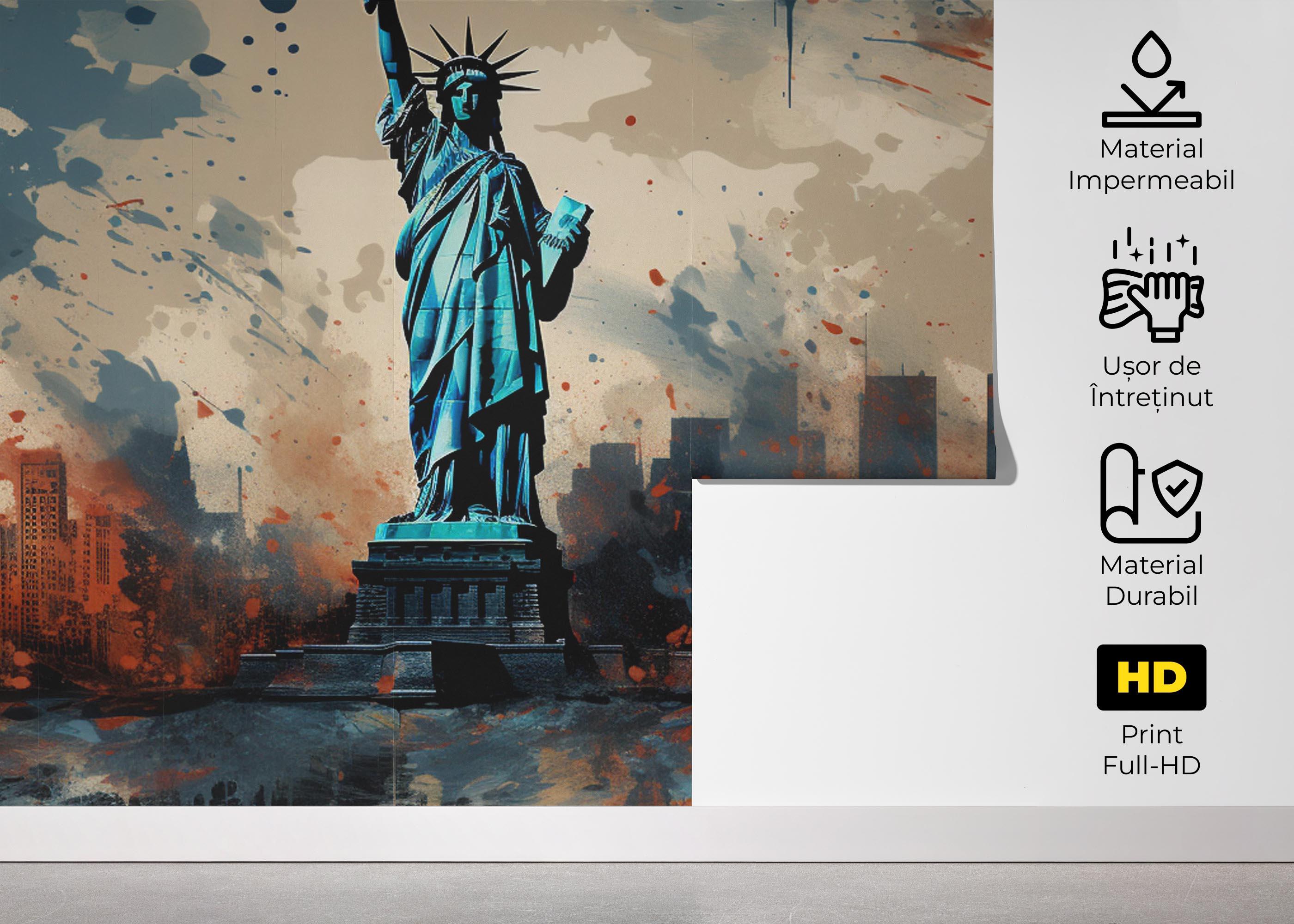 Fototapet Blue Red Liberty Statue mockup 5