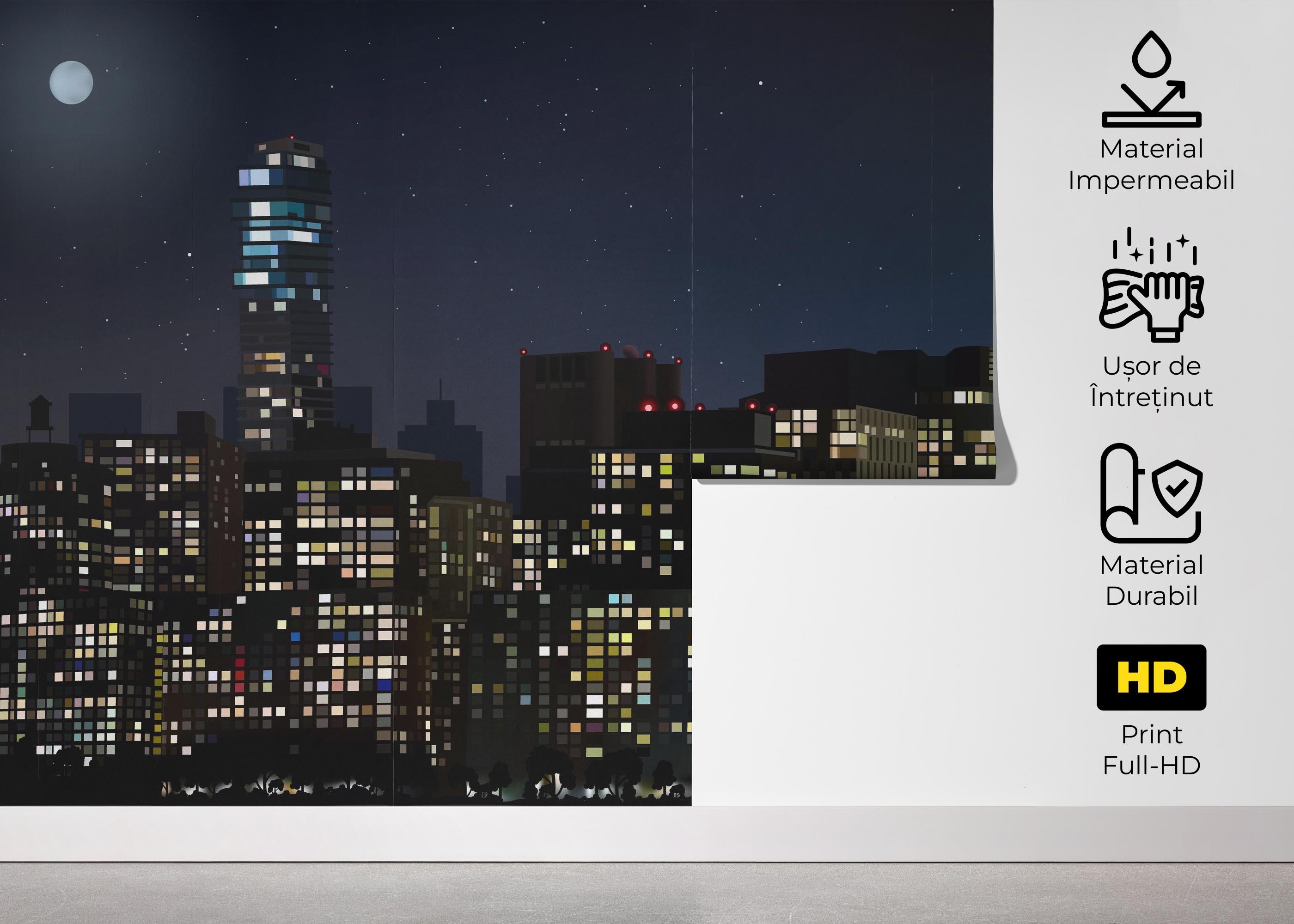 Fototapet City Night Building mockup 5