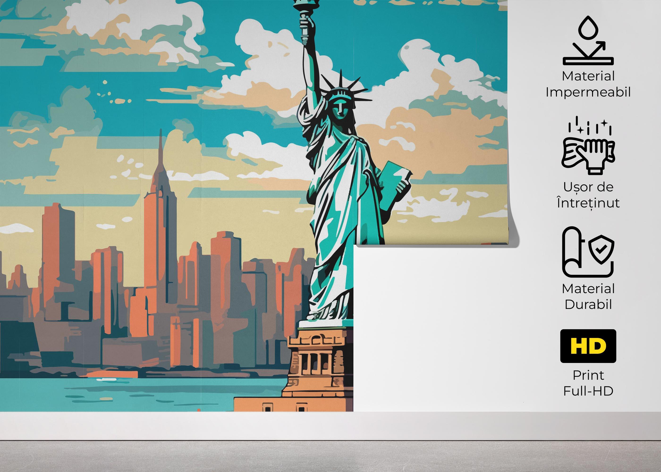 Fototapet Liberty Statue Cartoon mockup 5