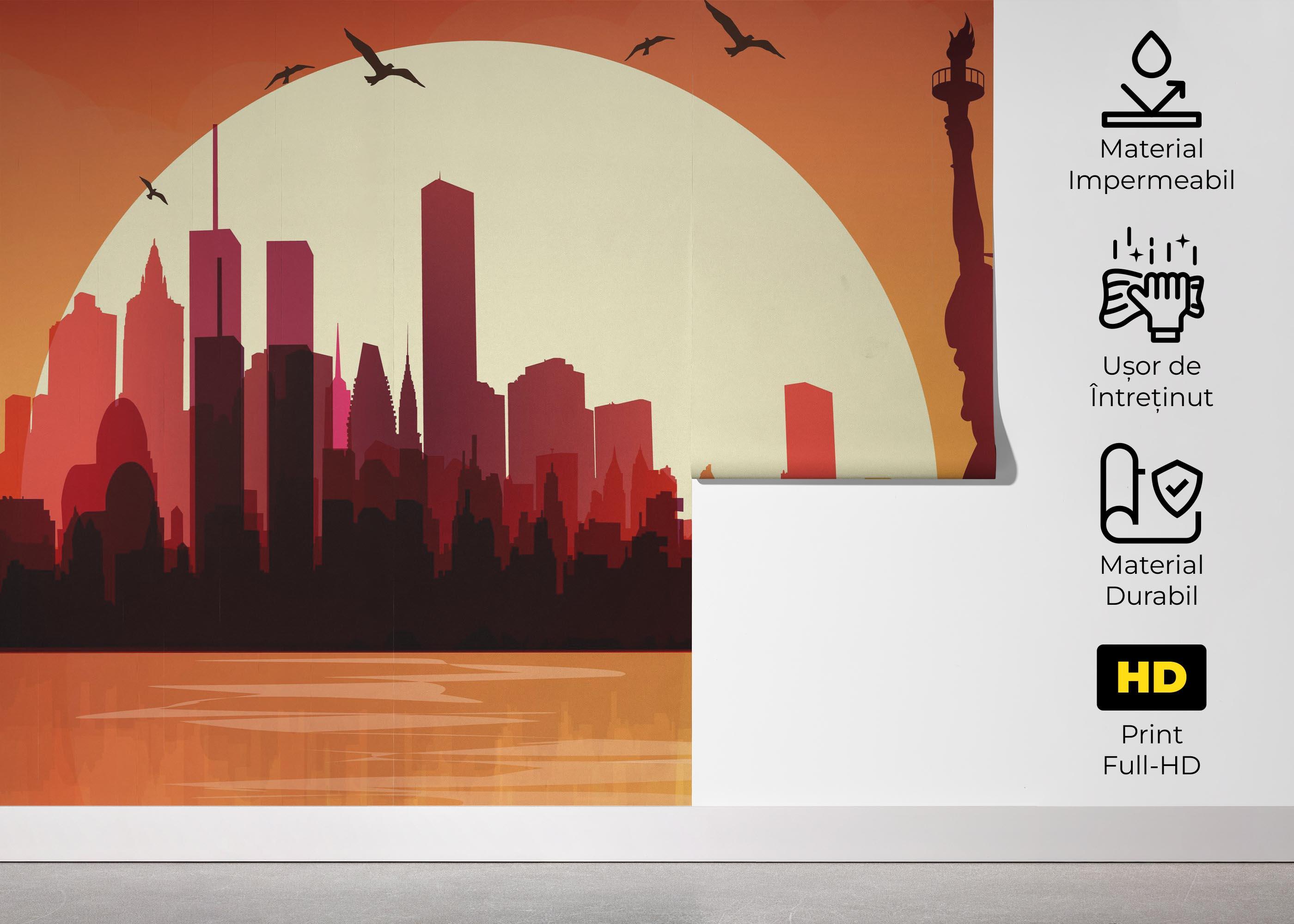 Fototapet Liberty Statue Sunset mockup 5