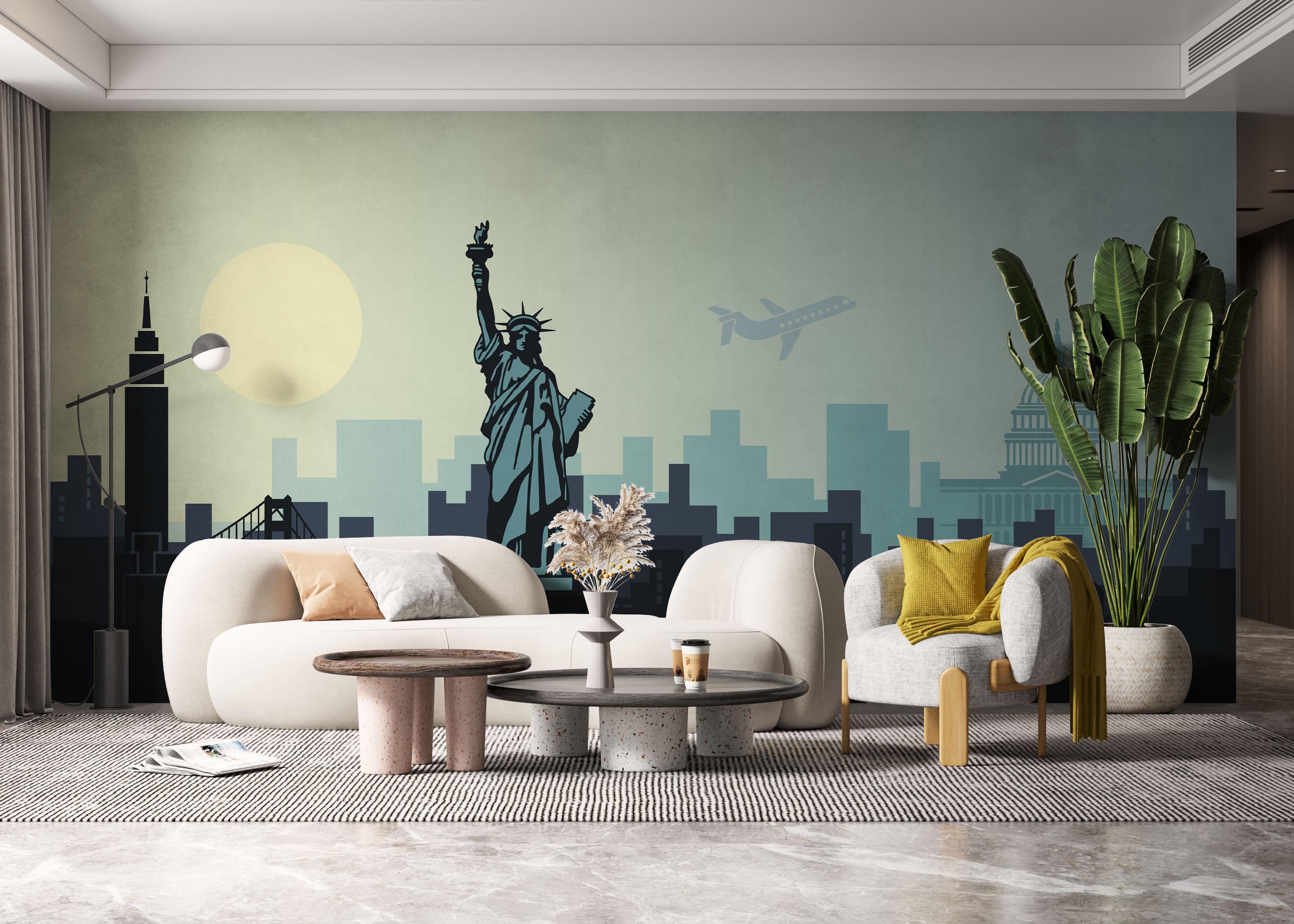Fototapet Air Plane New York mockup 6