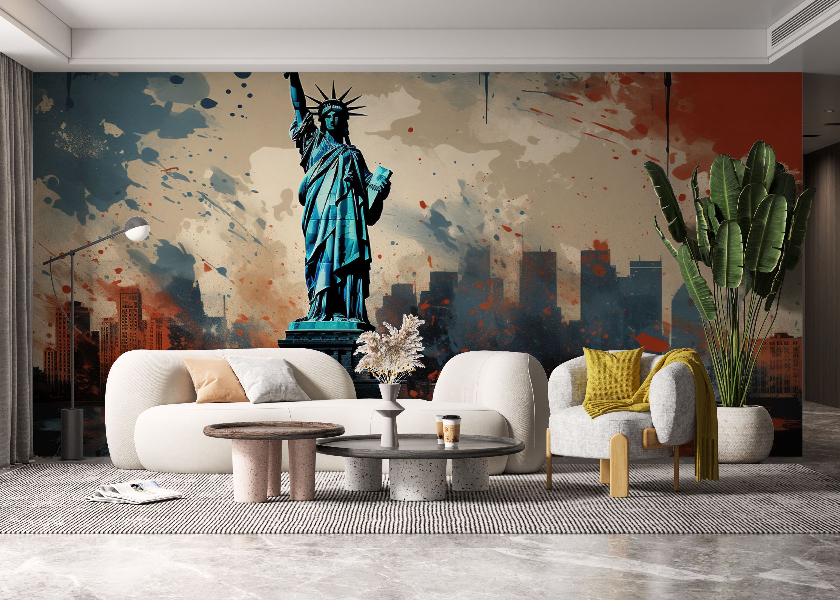 Blue Red Liberty Statue mockup 6