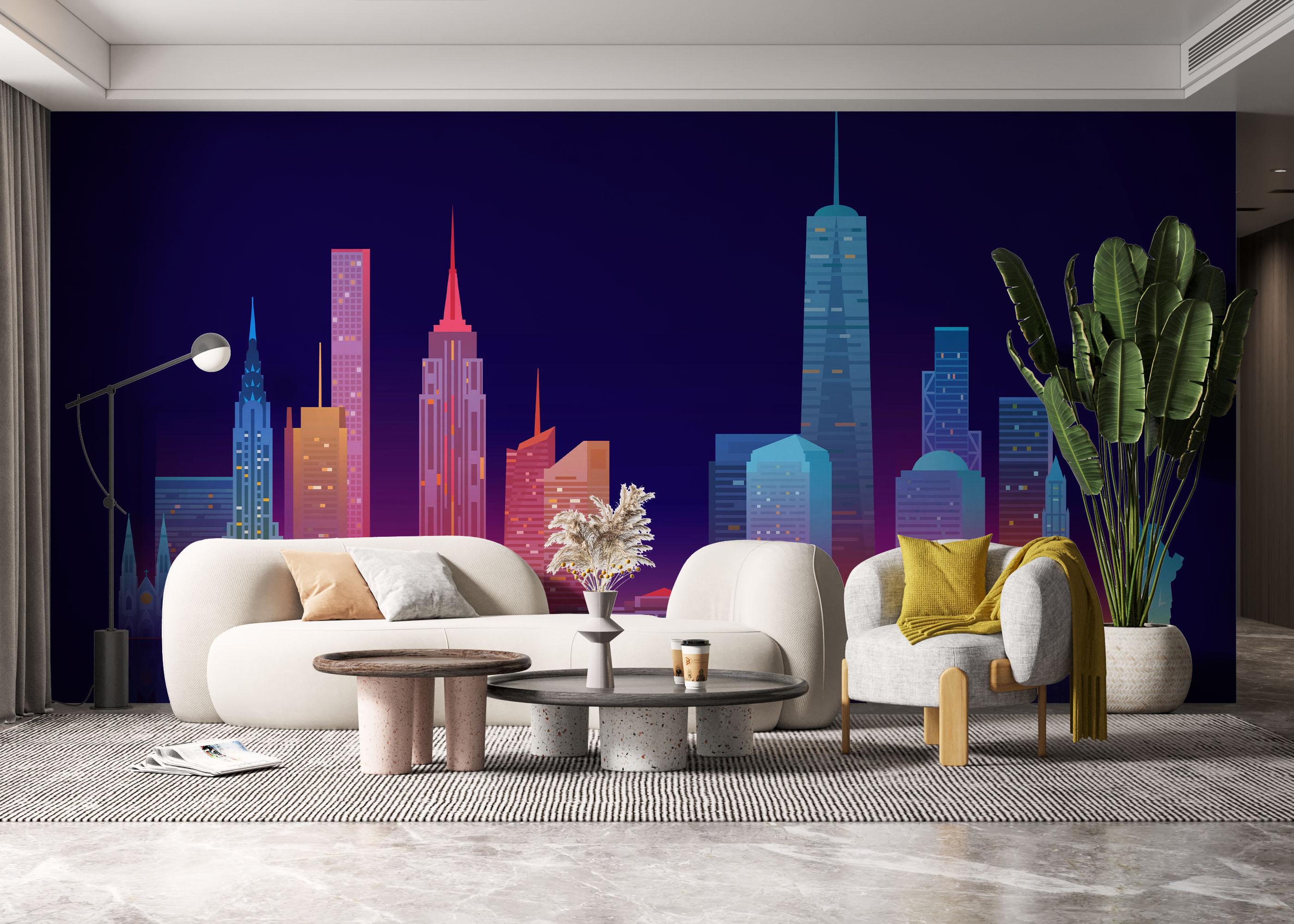 Fototapet Blue Skyline Nyc mockup 6