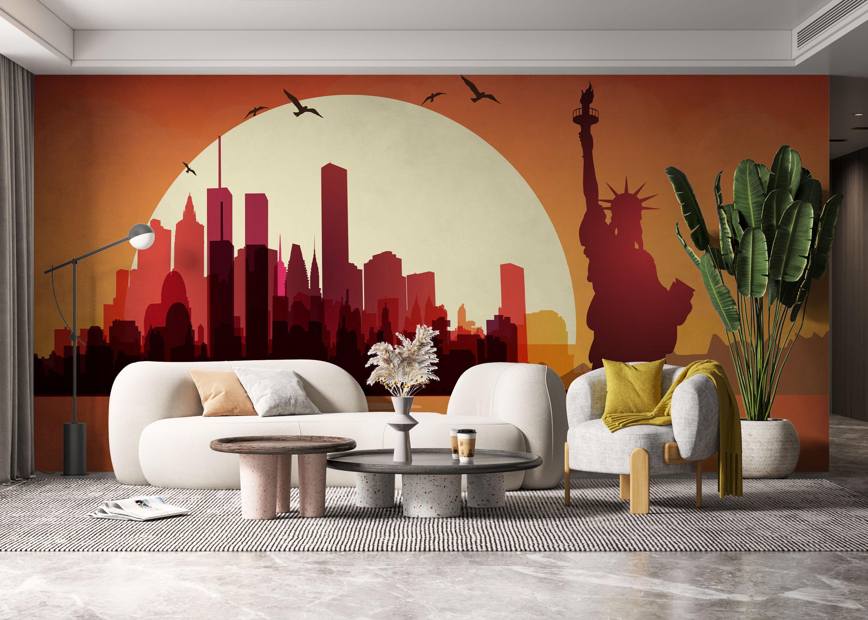 Fototapet Liberty Statue Sunset mockup 6