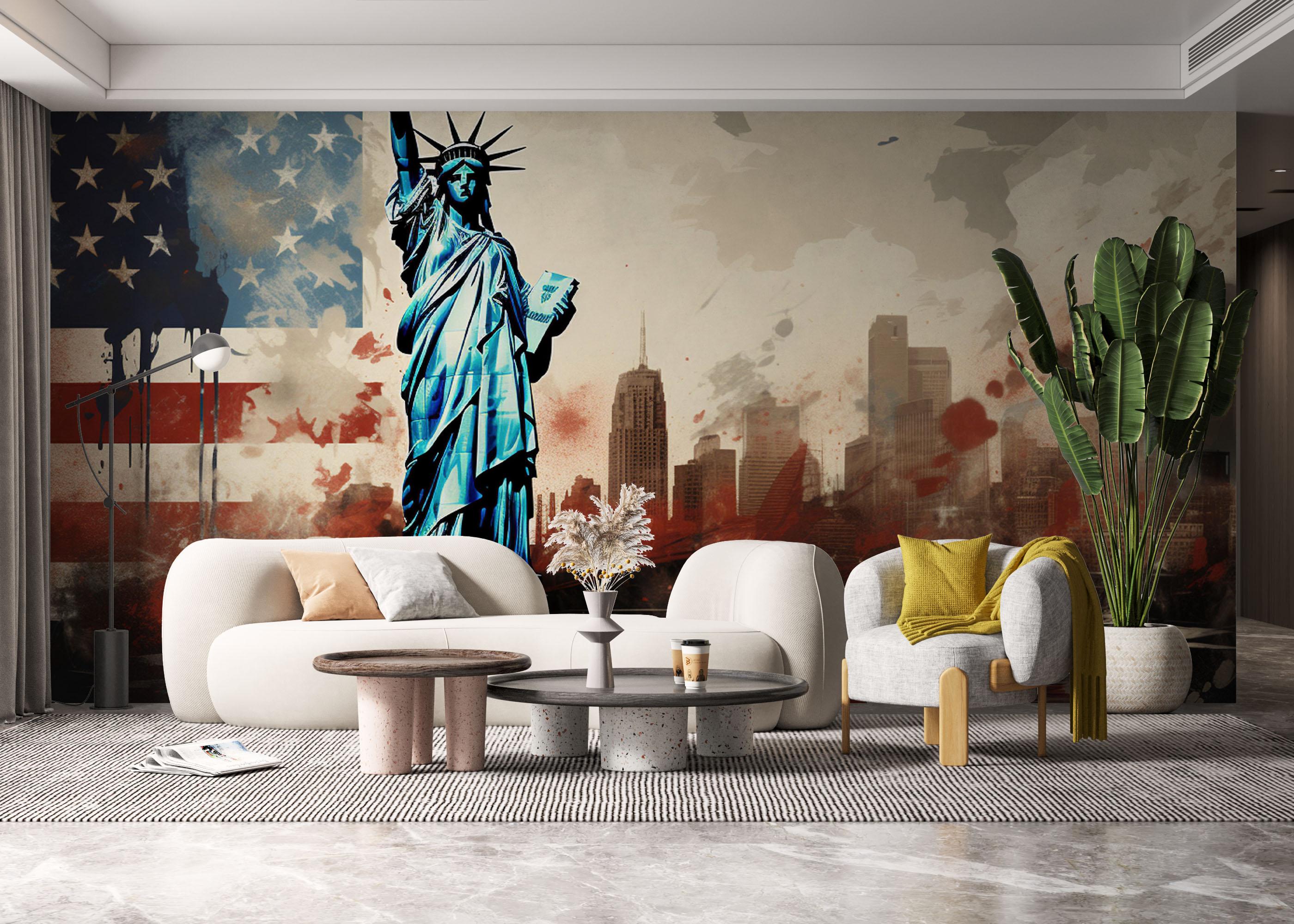 Fototapet United States Statue mockup 6