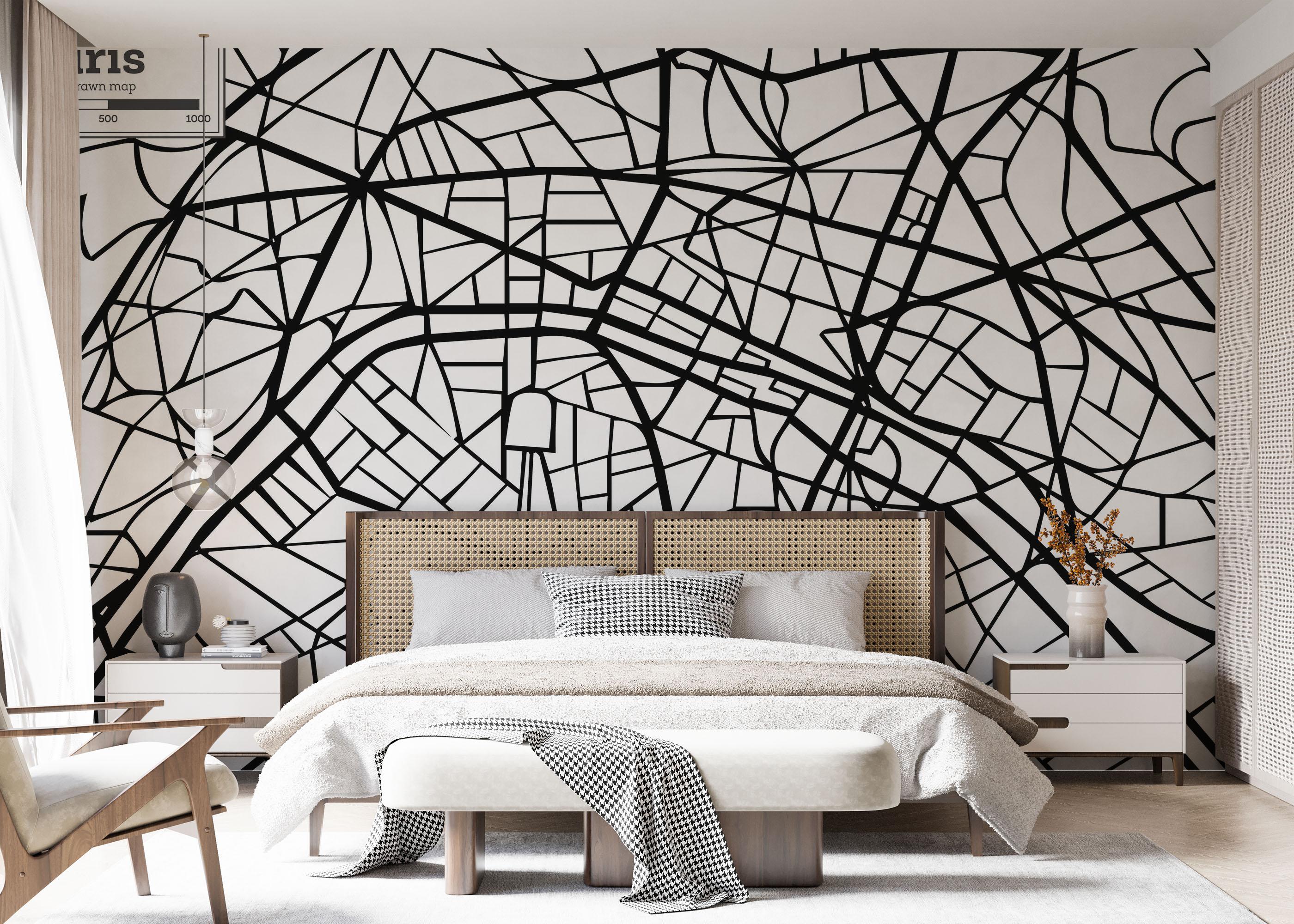 Fototapet Black Line Paris Map mockup 7