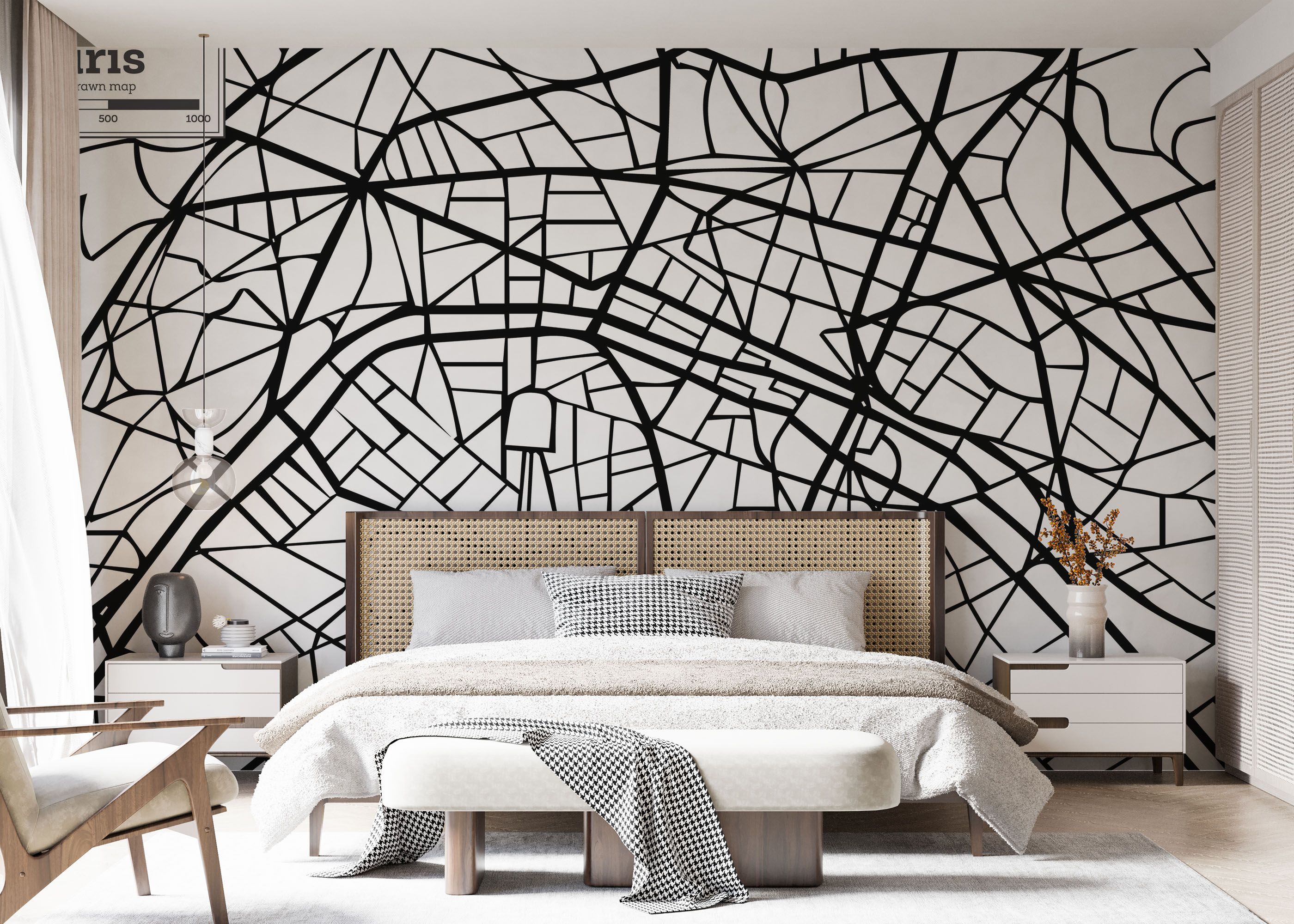 Black Line Paris Map mockup 7