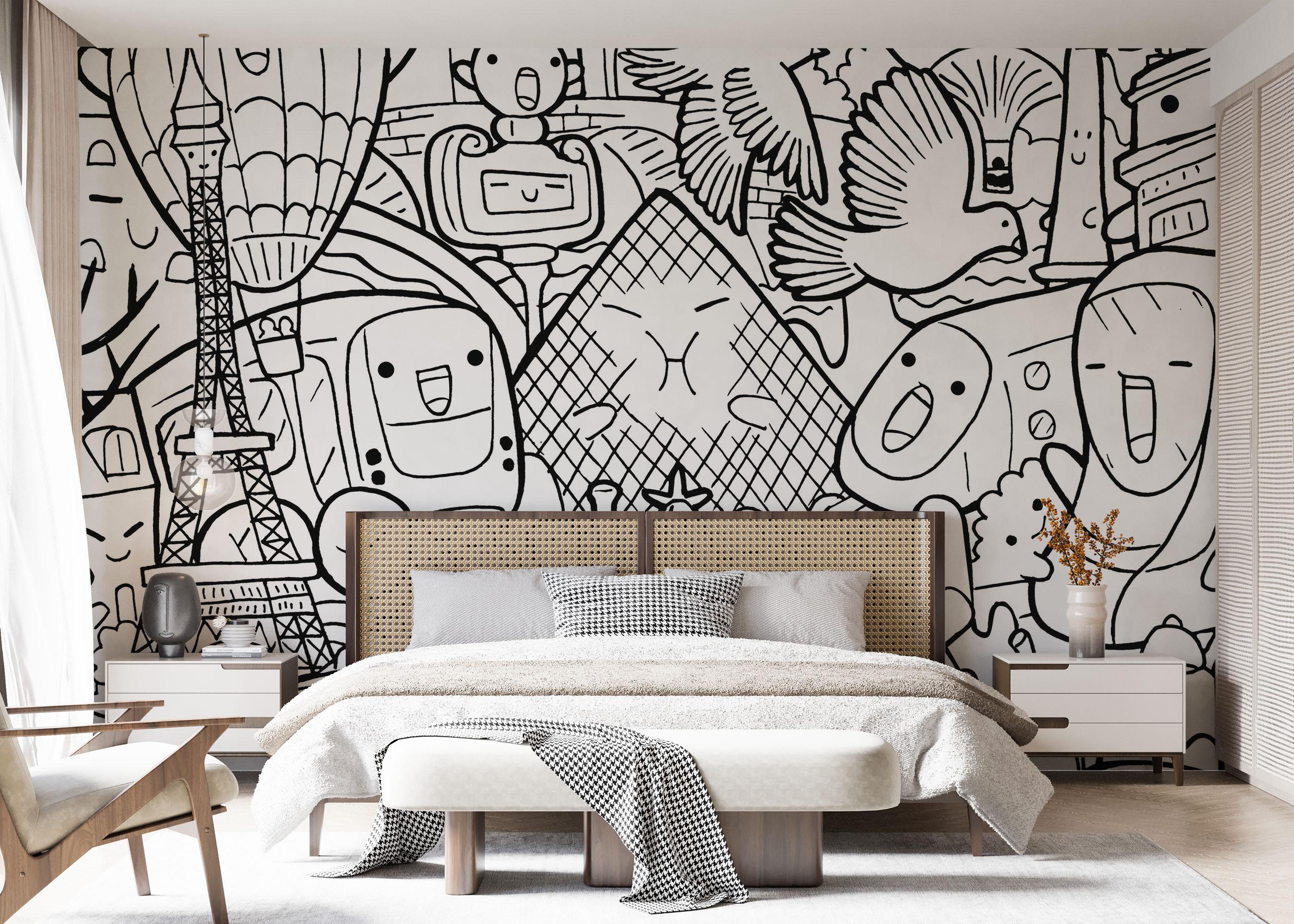 Fototapet Paris Doodle mockup 7