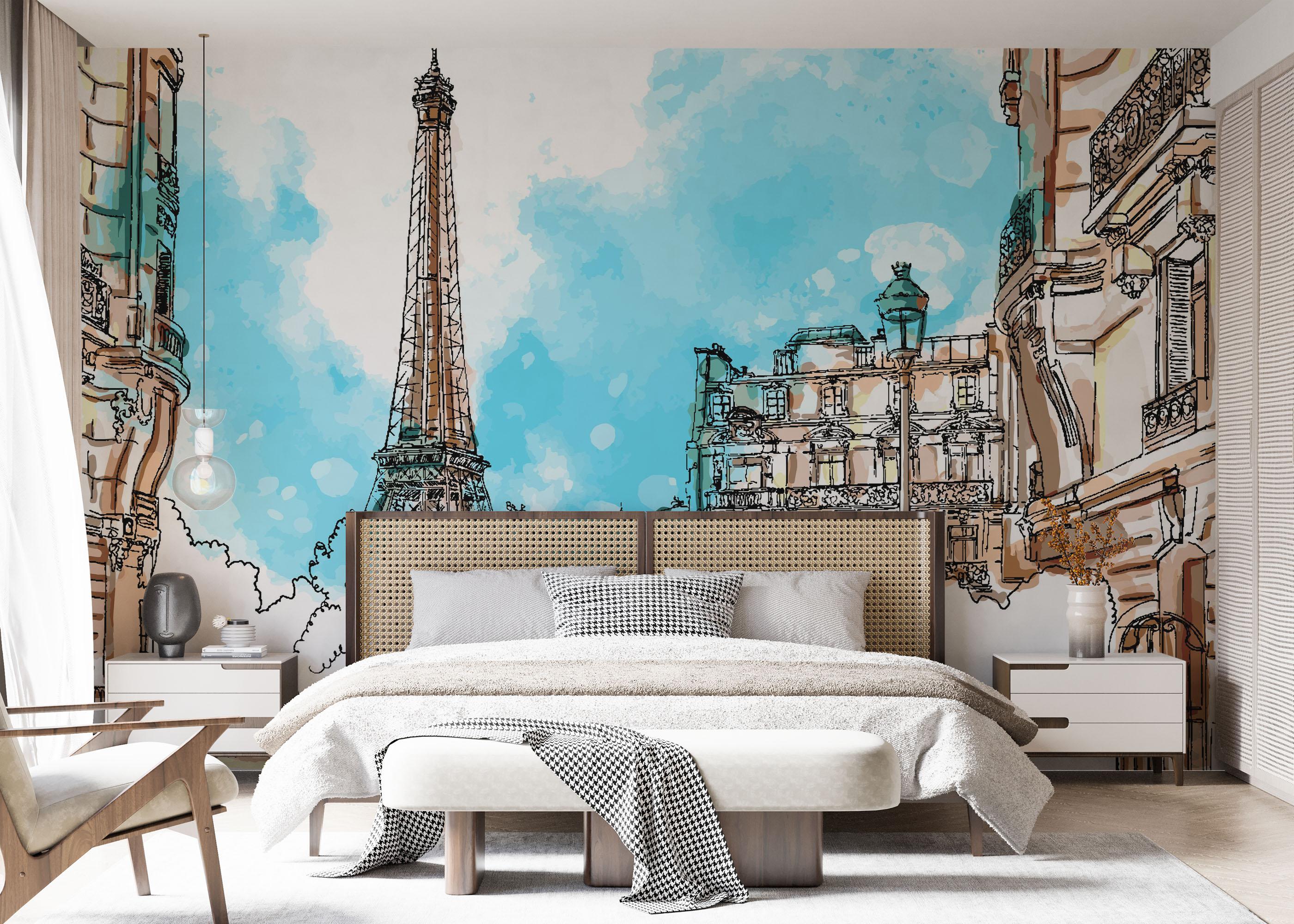 Fototapet Paris Vibe Drawing mockup 7