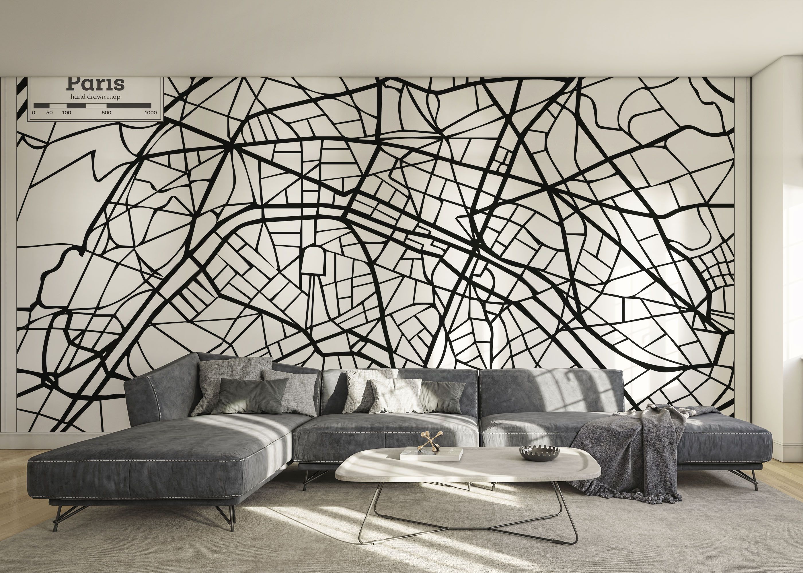 Black Line Paris Map mockup 0