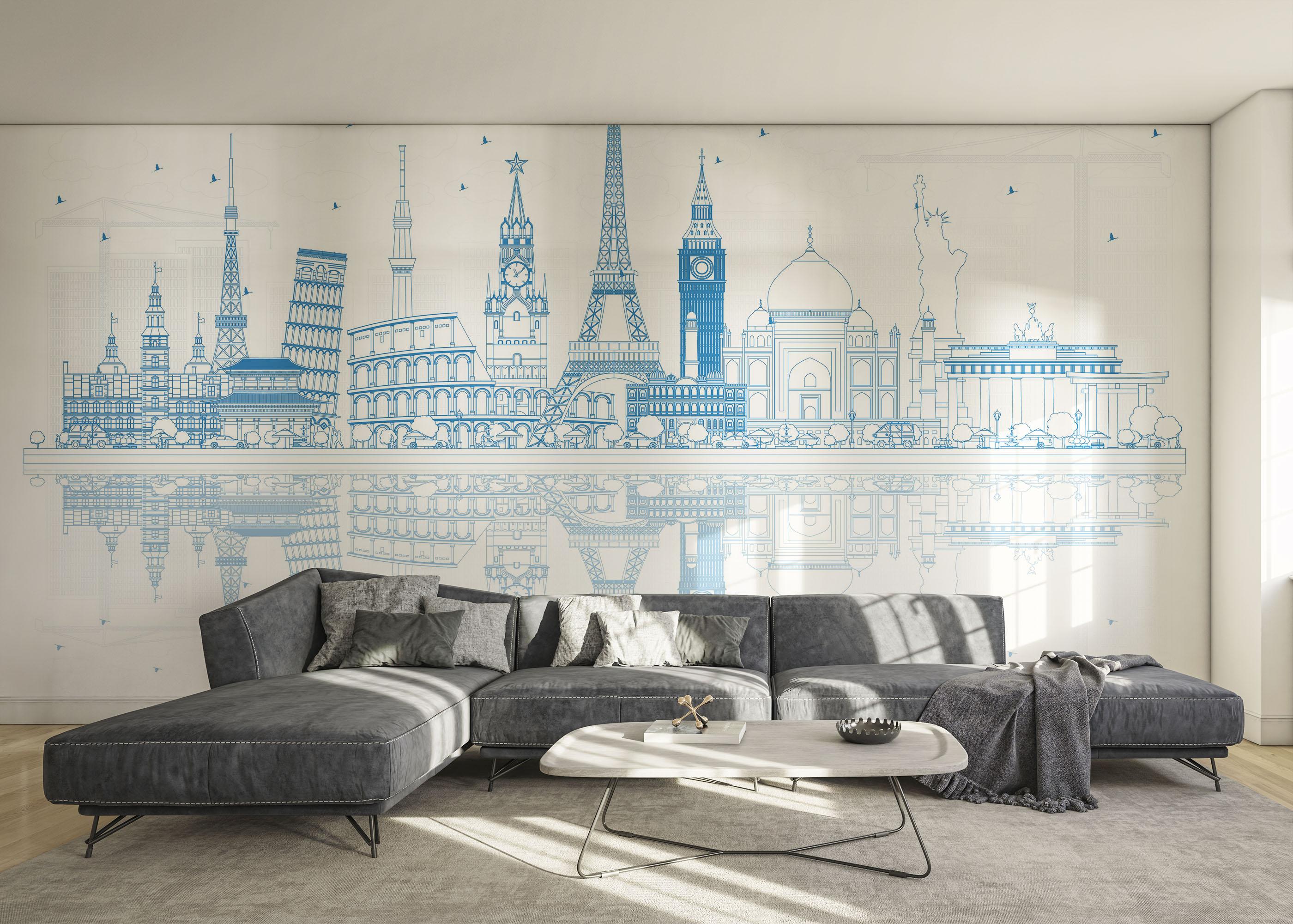 Fototapet Blue Line Travel mockup 0