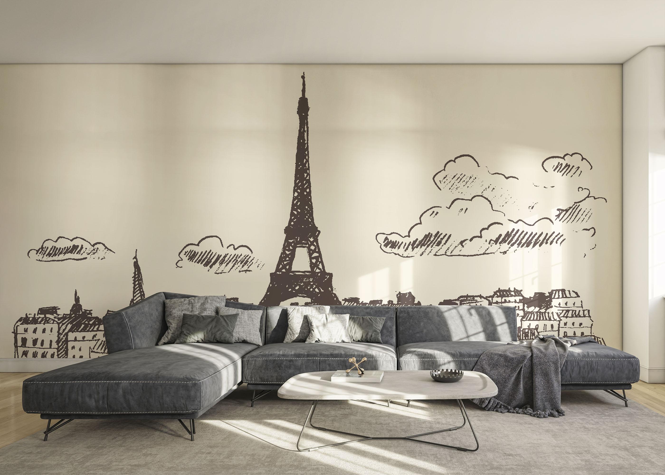 Fototapet Eiffel Tower Sketch mockup 0