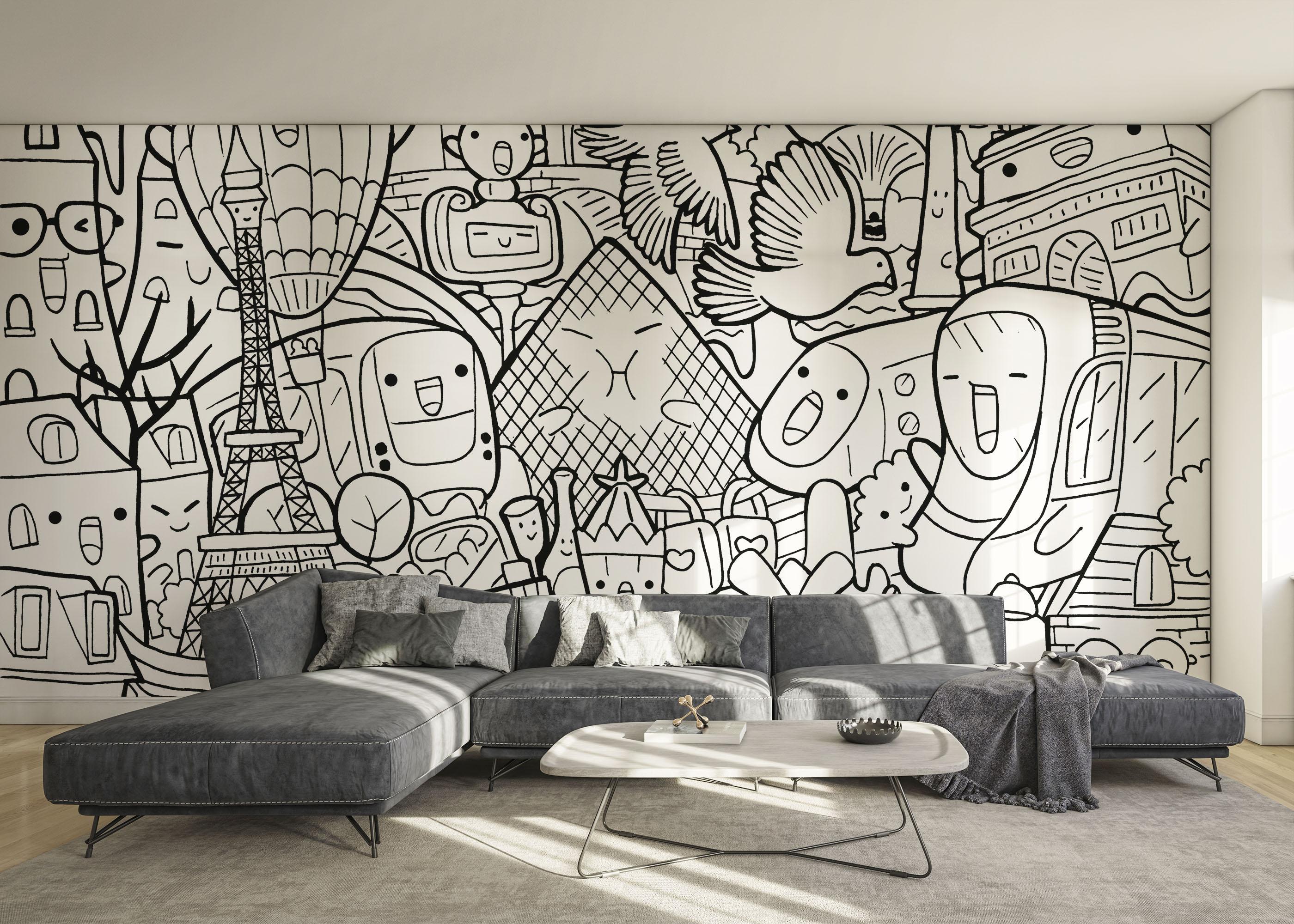 Fototapet Paris Doodle mockup 0