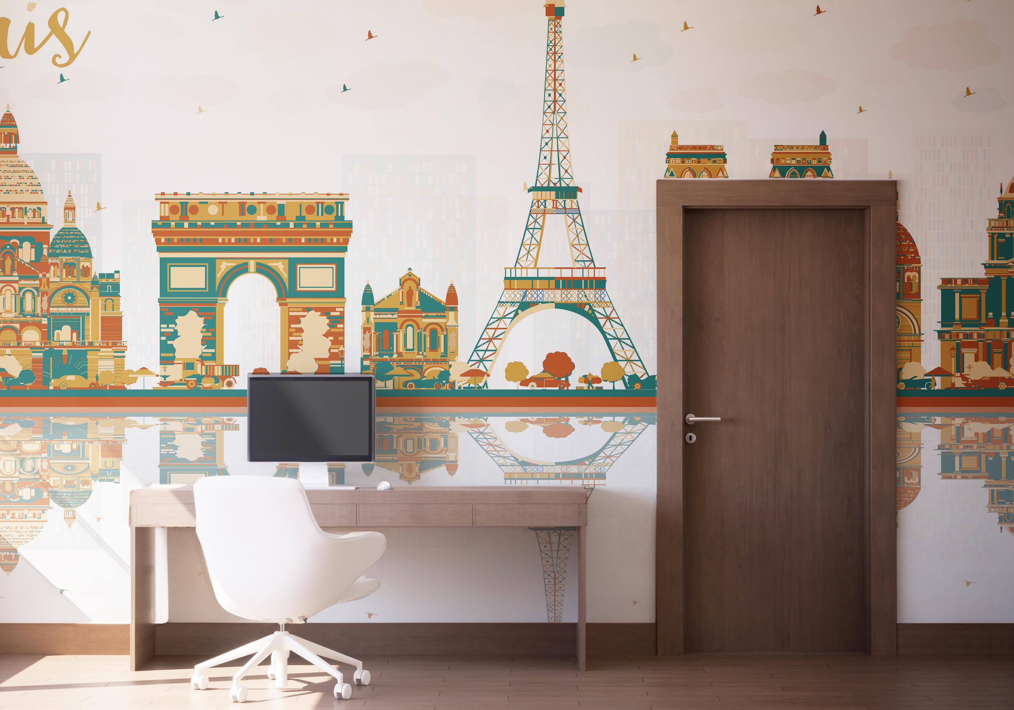 Fototapet Green Brown Paris mockup 1