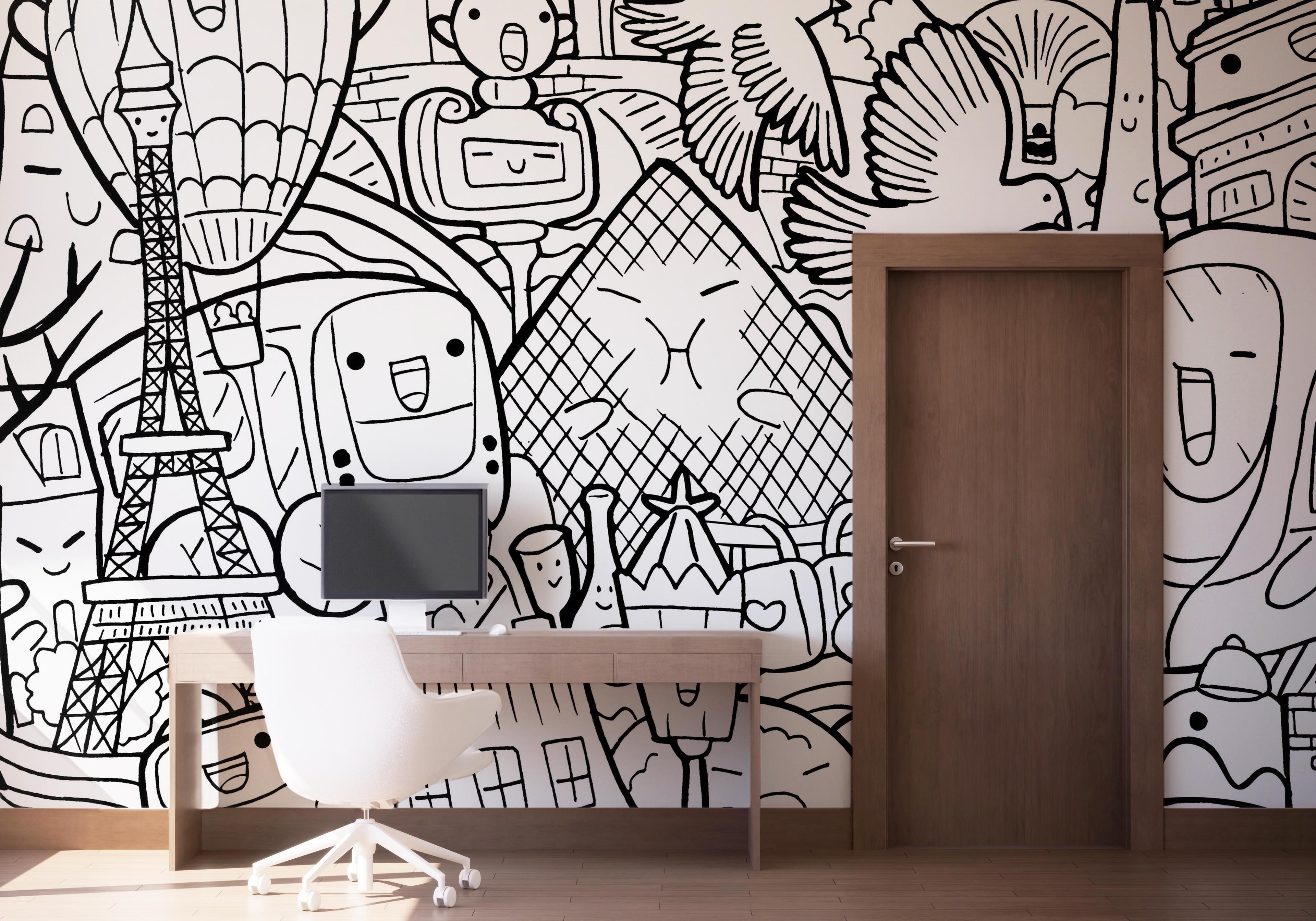 Fototapet Paris Doodle mockup 1