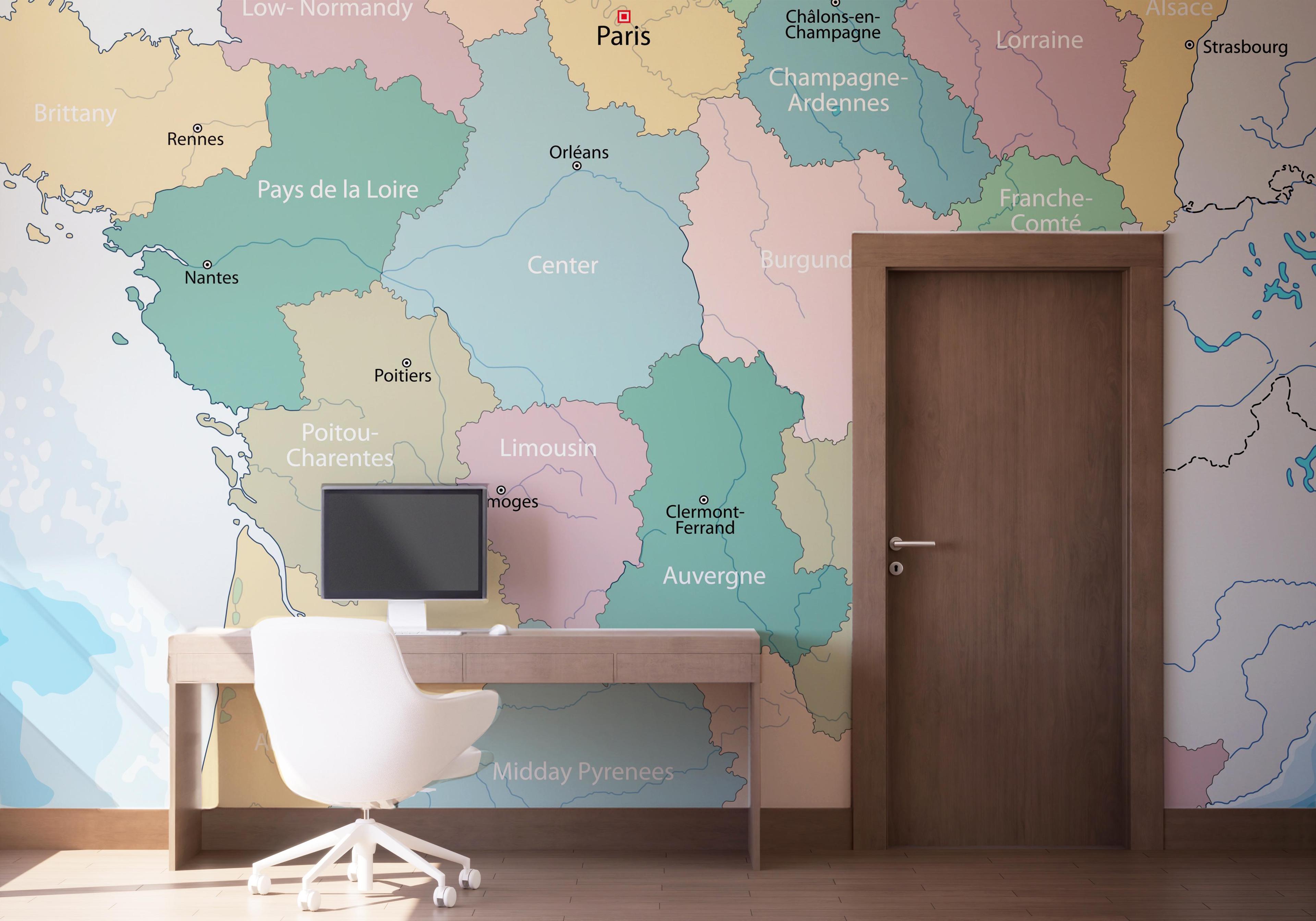 Fototapet Paris Map Color mockup 1